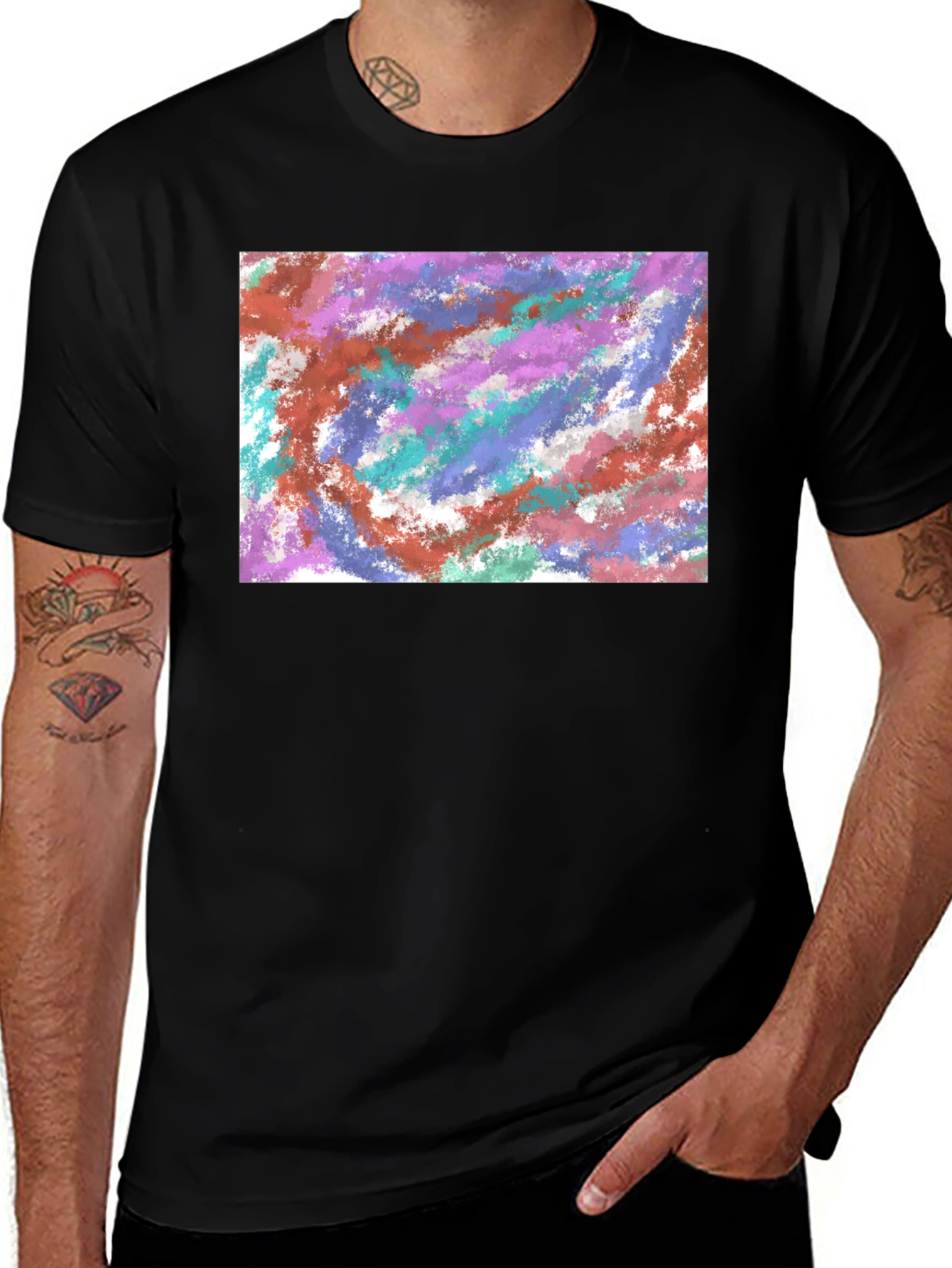 Variant 27 of Abstract Paint Swirl Black T-Shirt