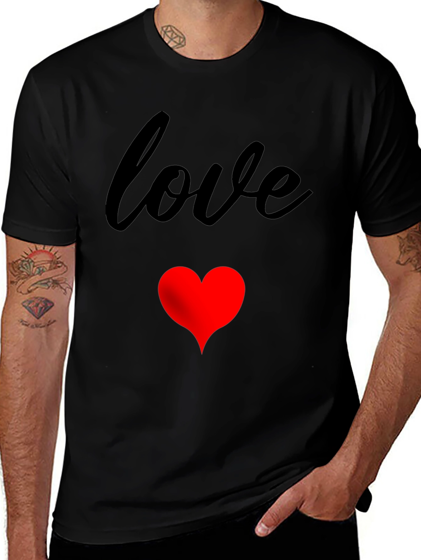 Variant 13 of Love Heart Graphic Tee - Black