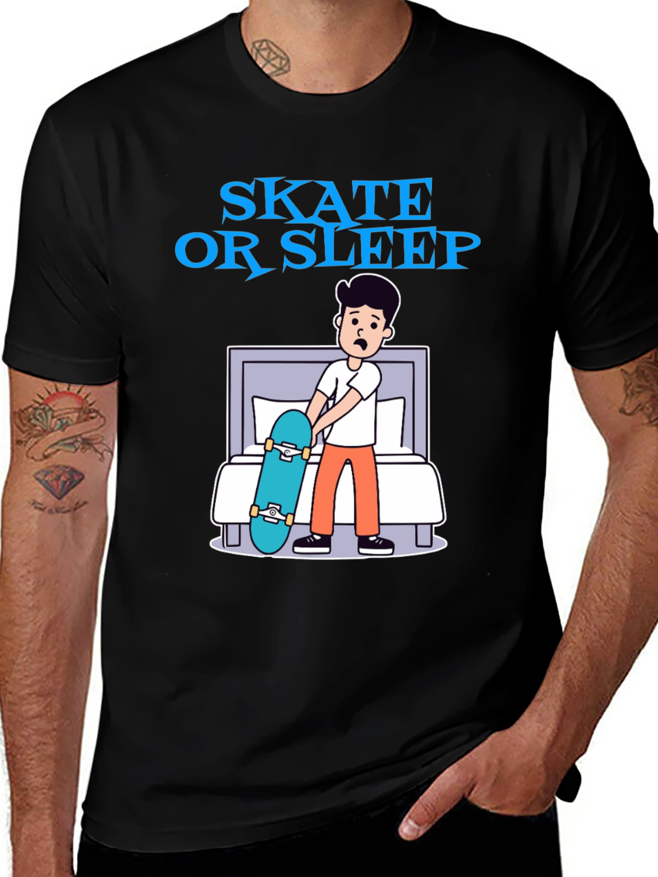 Variant 30 of Skate or Sleep Black Graphic Tee