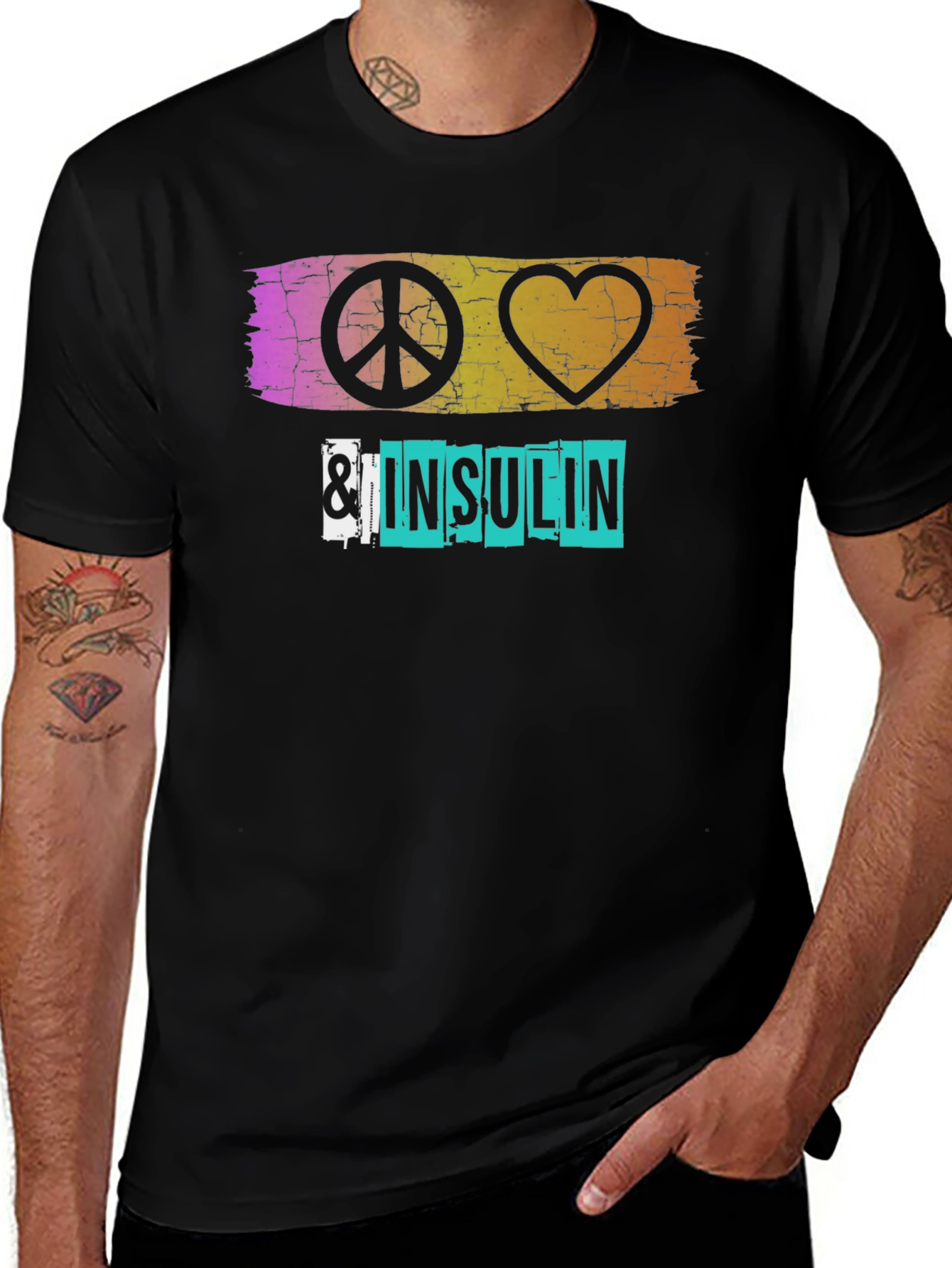 Variant 10 of Peace Love & Insulin T-Shirt - Diabetes Awareness