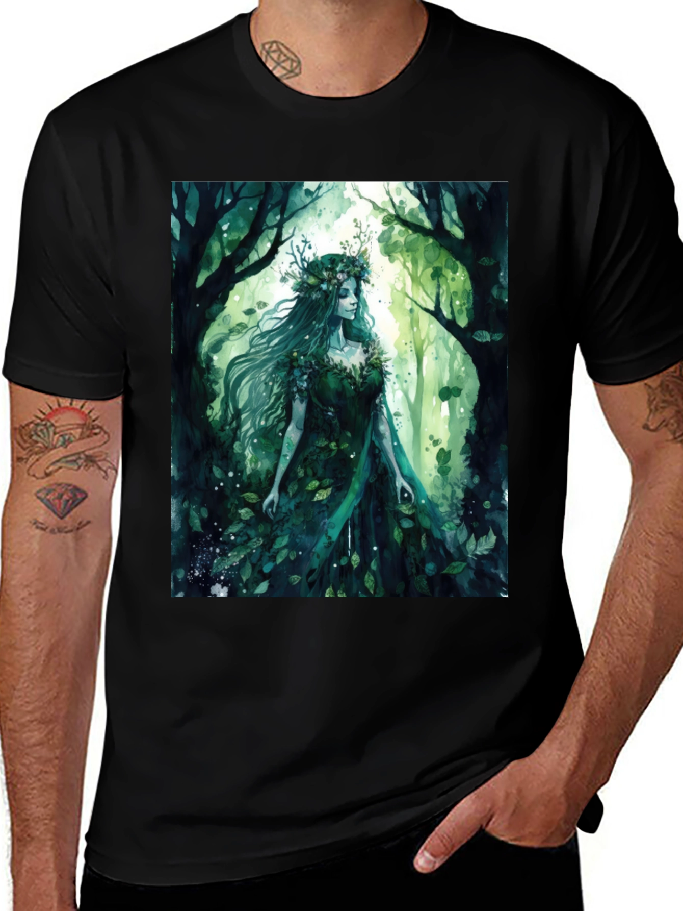 Variant 16 of Nature Goddess Graphic Tee - Forest Spirit T-Shirt