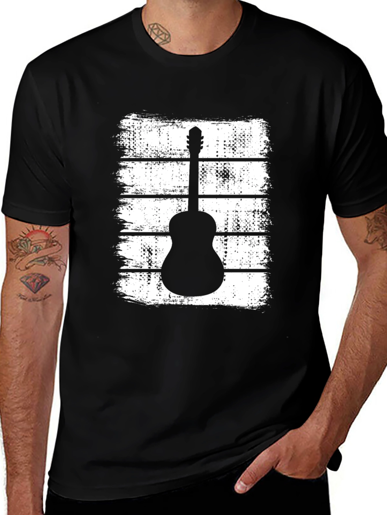 Variant 22 of Guitar Graphic T-Shirt - Black