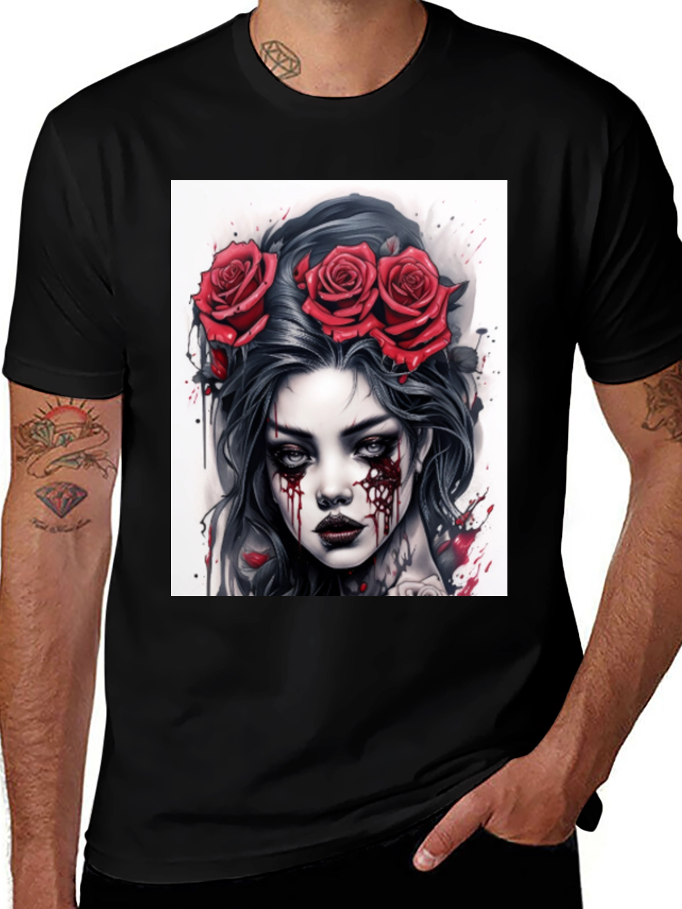 Variant 9 of Gothic Rose Woman Graphic Tee