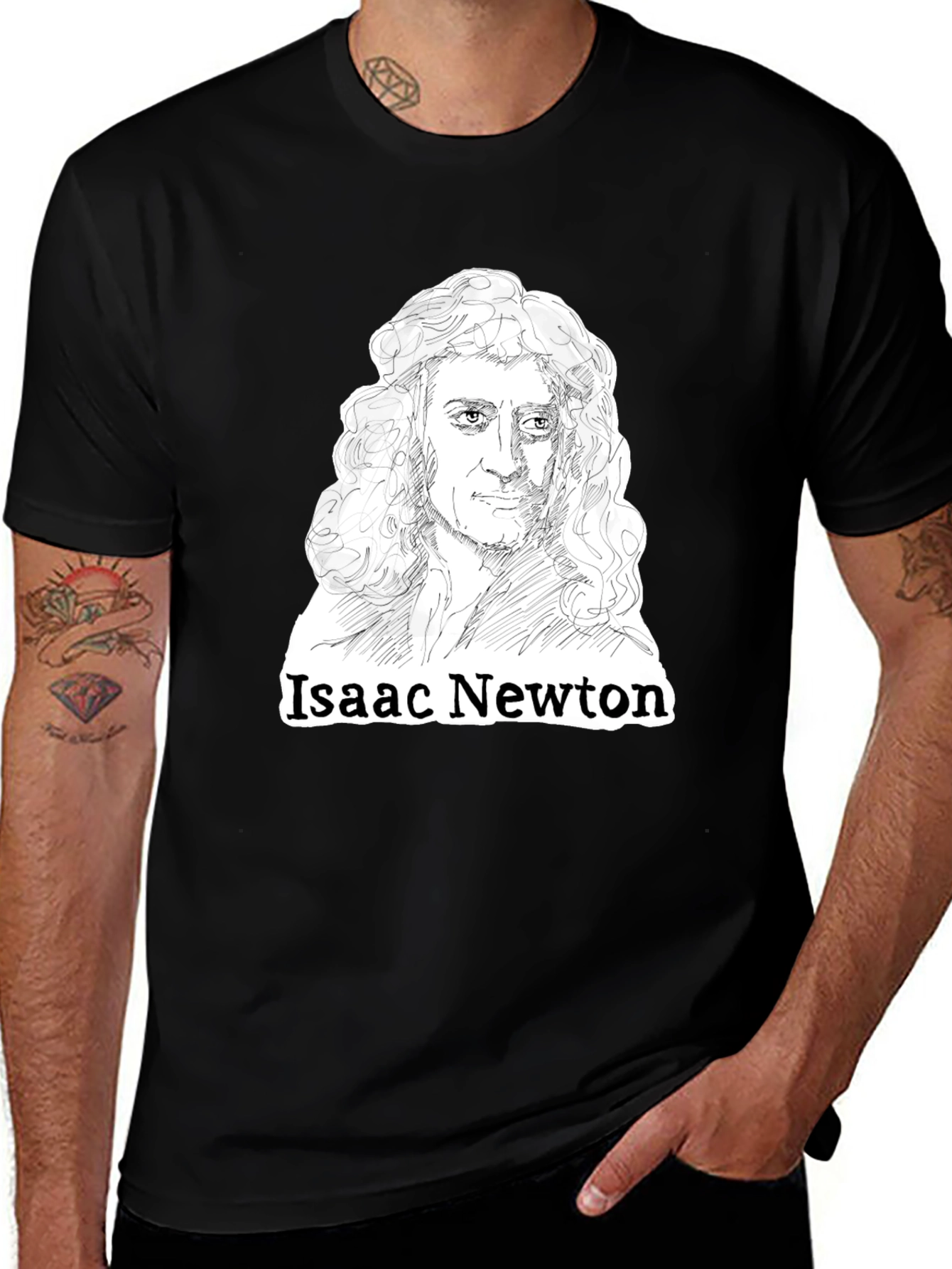 Variant 12 of Isaac Newton Black T-Shirt | Science History Tee