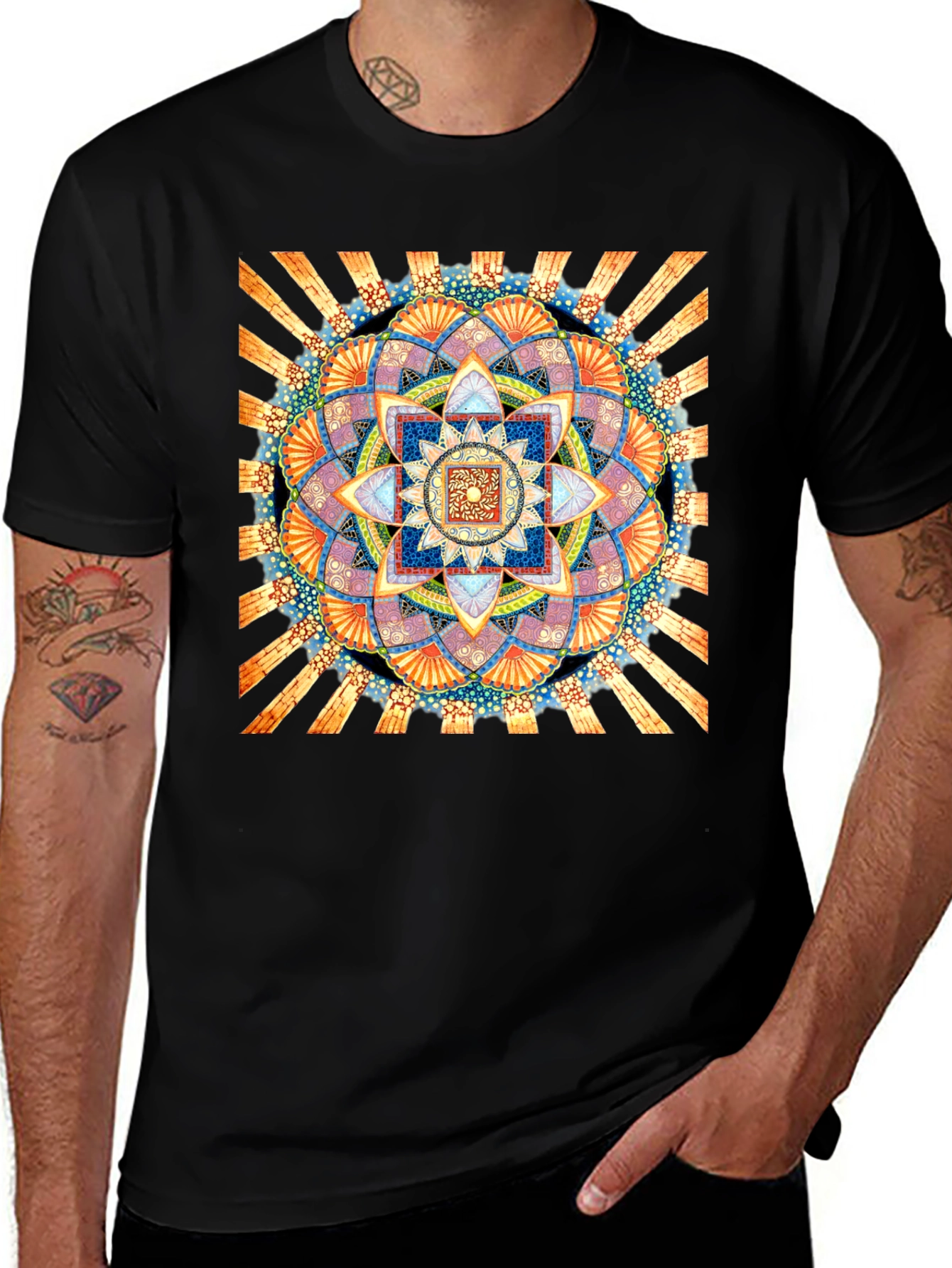 Variant 17 of Mandala Graphic Print Black T-Shirt