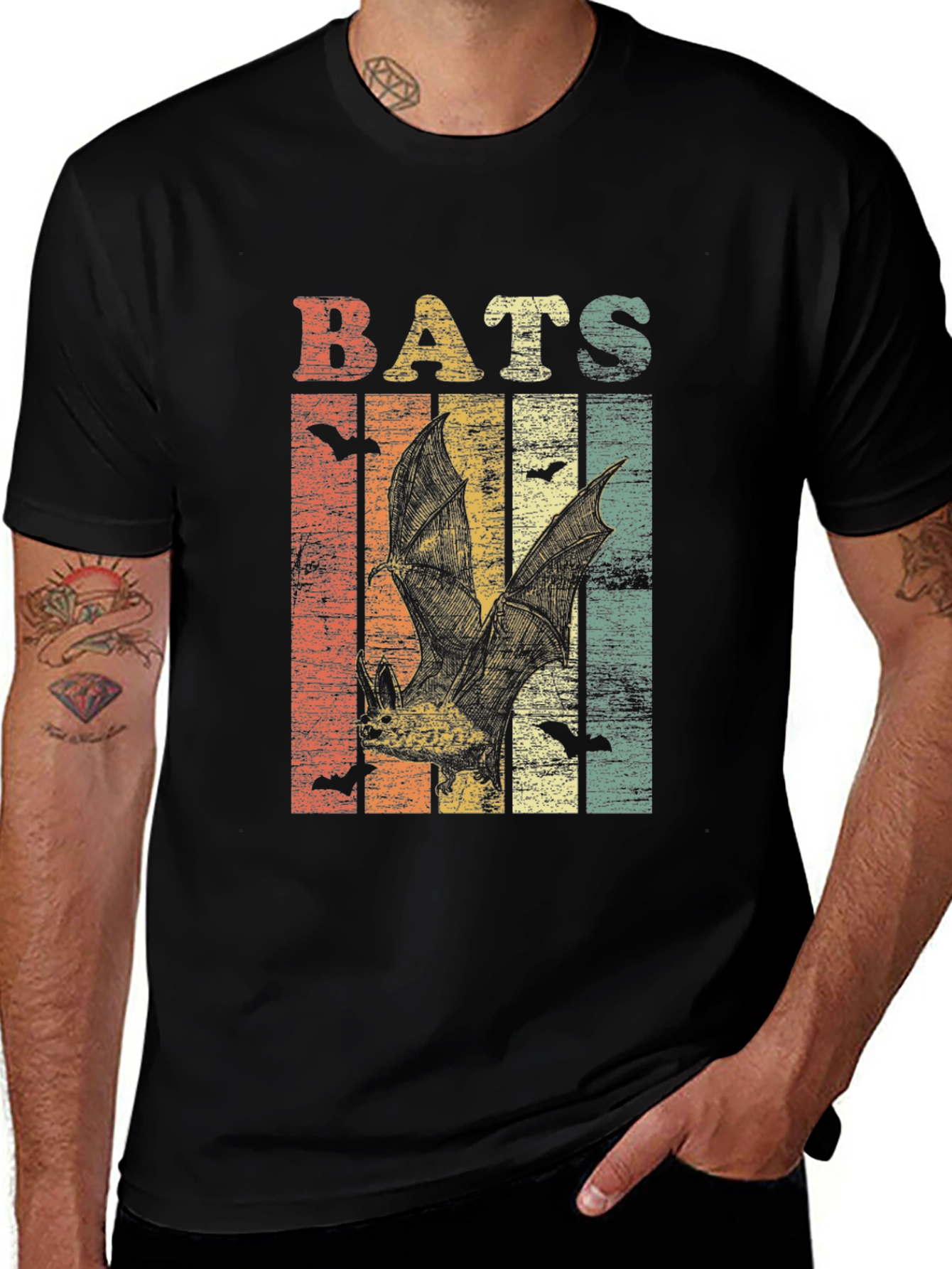 Vintage Bats Graphic Tee - Halloween Apparel
