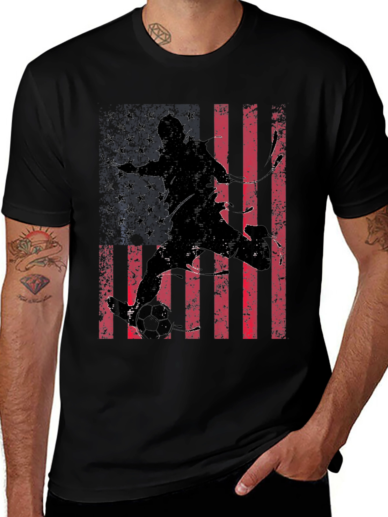 Variant 10 of Soccer Player American Flag Graphic T-Shirt