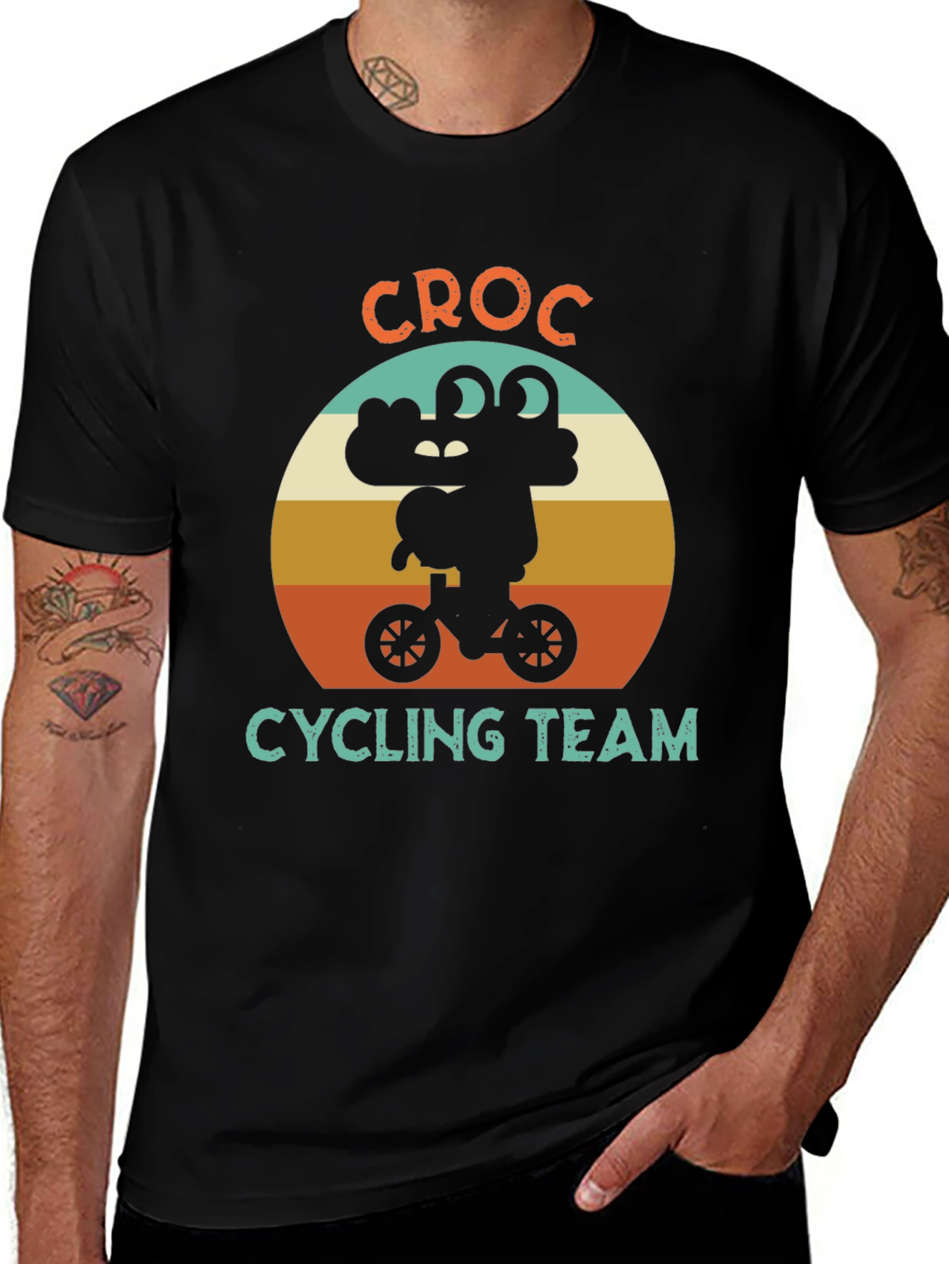 Variant 6 of Croc Cycling Team Graphic T-Shirt - Black Cotton Tee