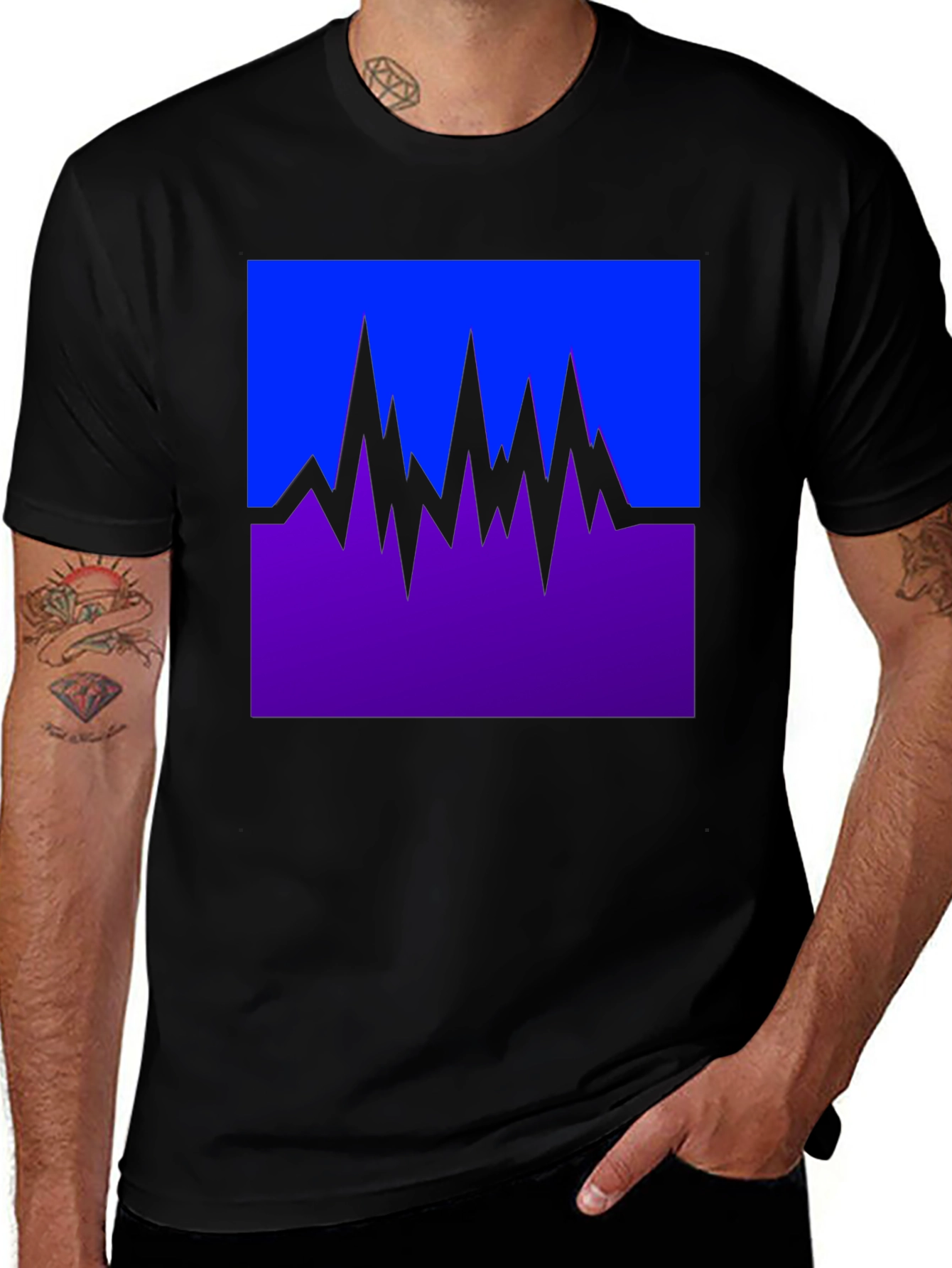 Variant 4 of Abstract Mountain Graphic Tee - Black