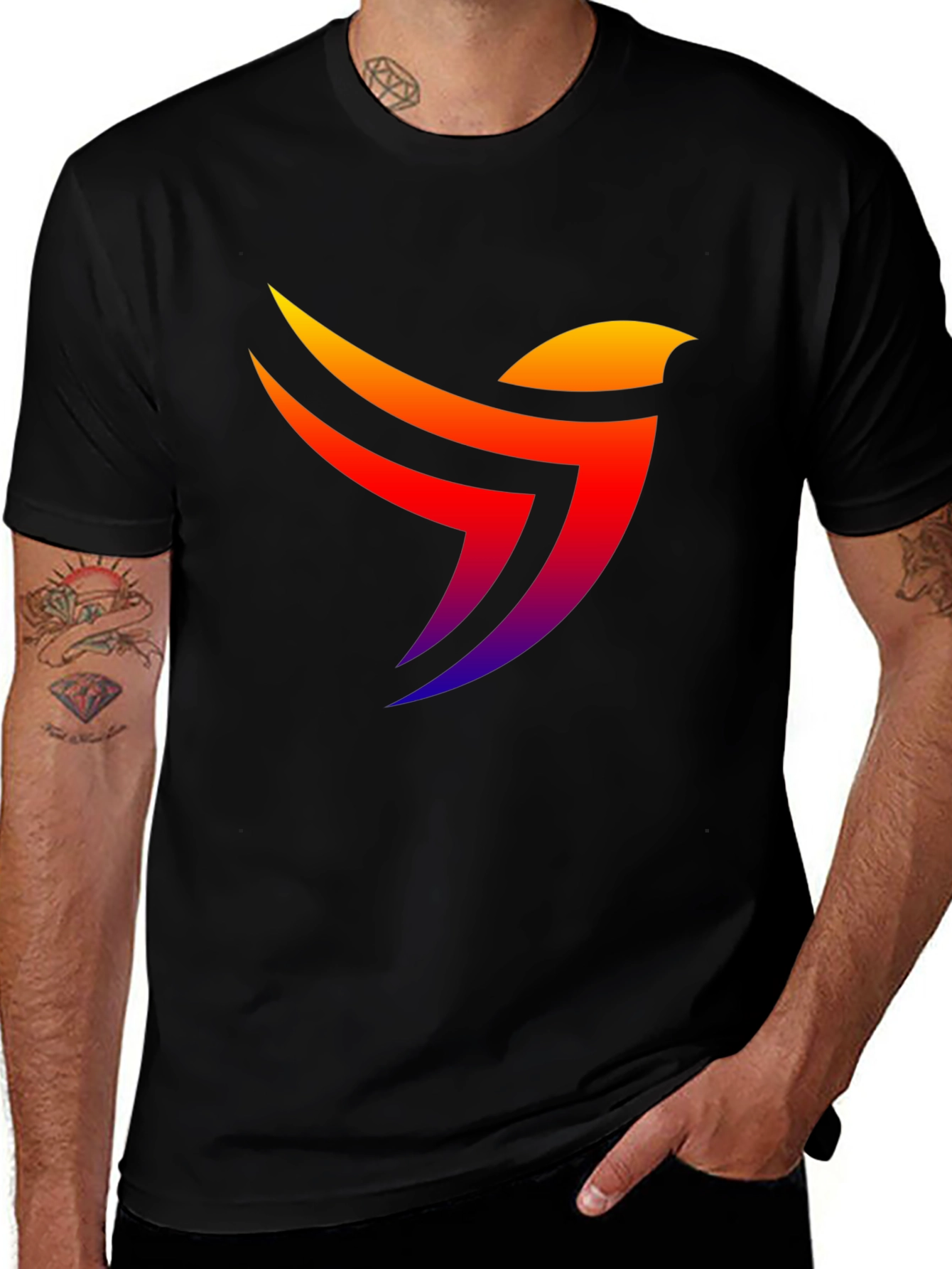 Variant 17 of Abstract Bird Graphic Black T-Shirt
