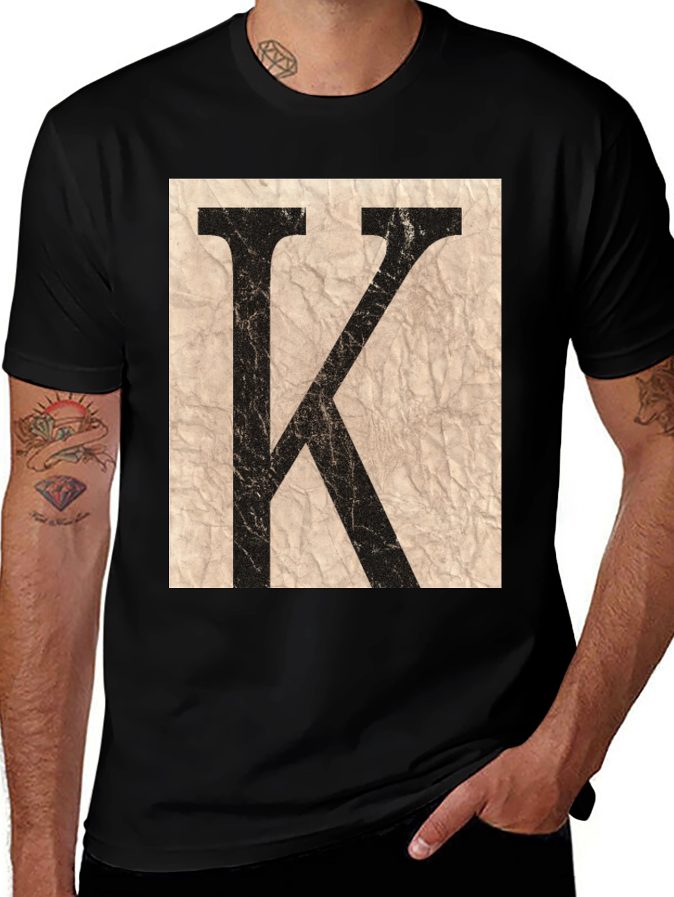 Variant 12 of Letter K Graphic Print Black T-Shirt
