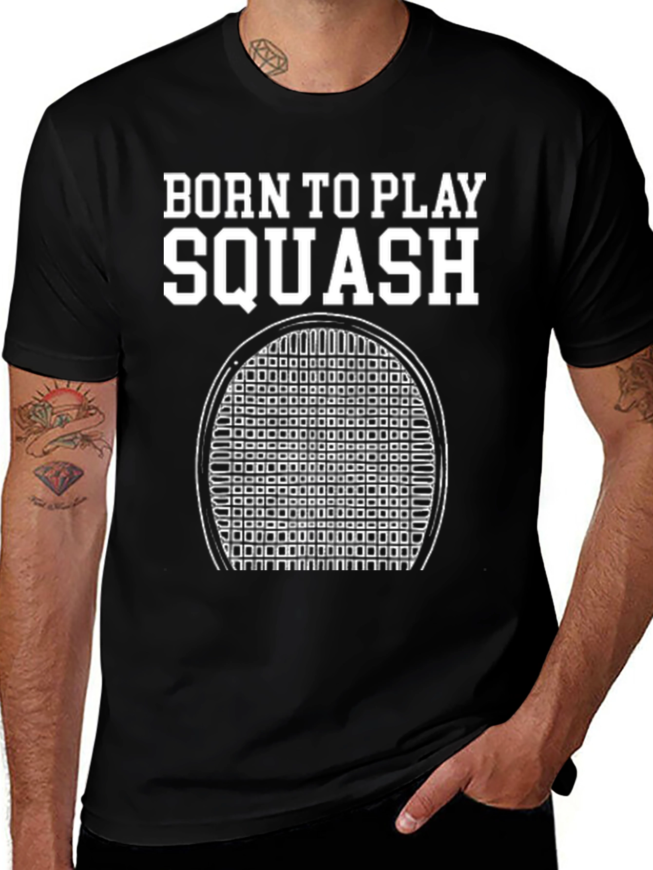 Variant 14 of Born To Play Squash Black T-Shirt