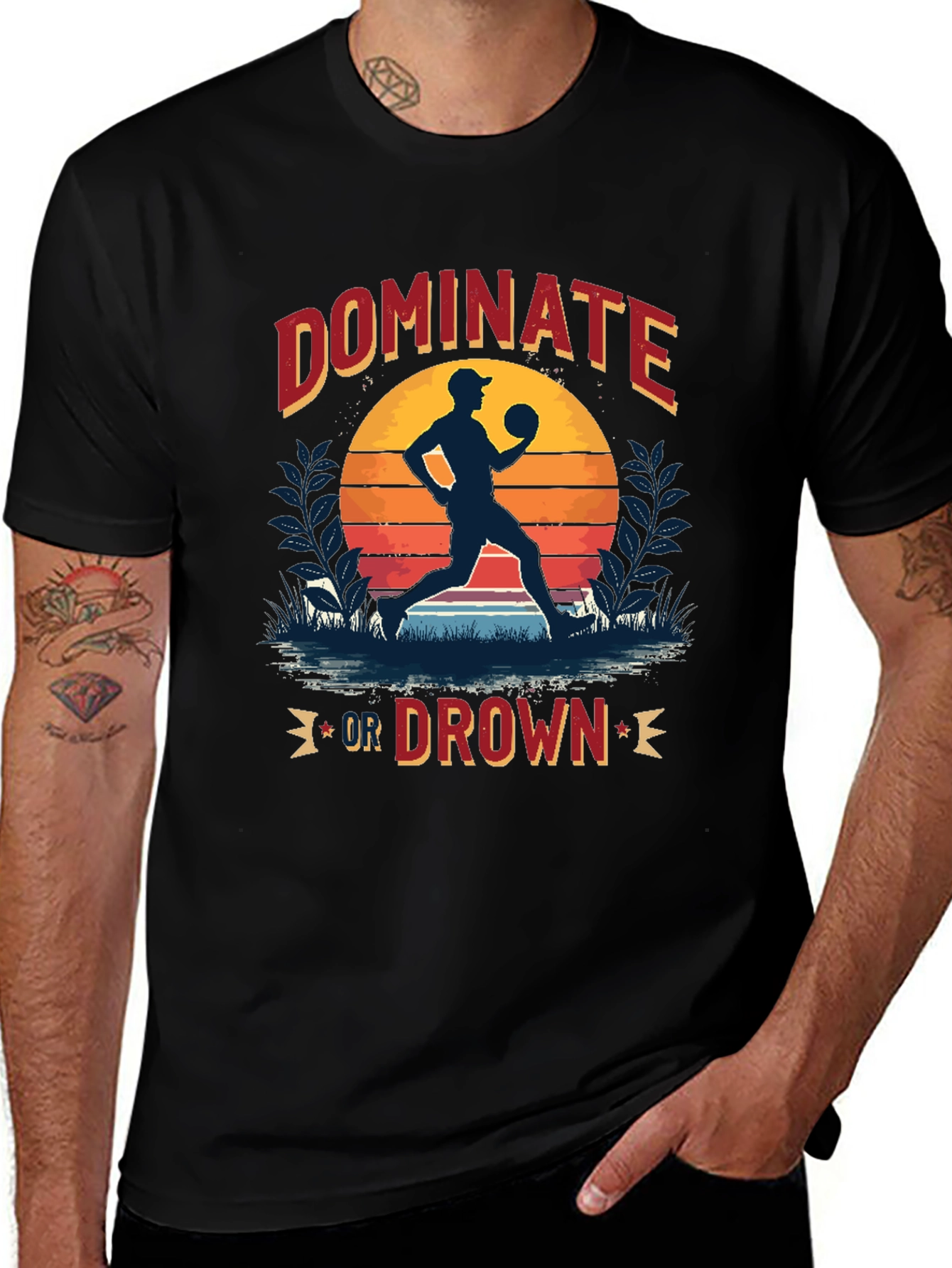 Variant 14 of Dominate or Drown Graphic Tee - Baseball Lover Shirt