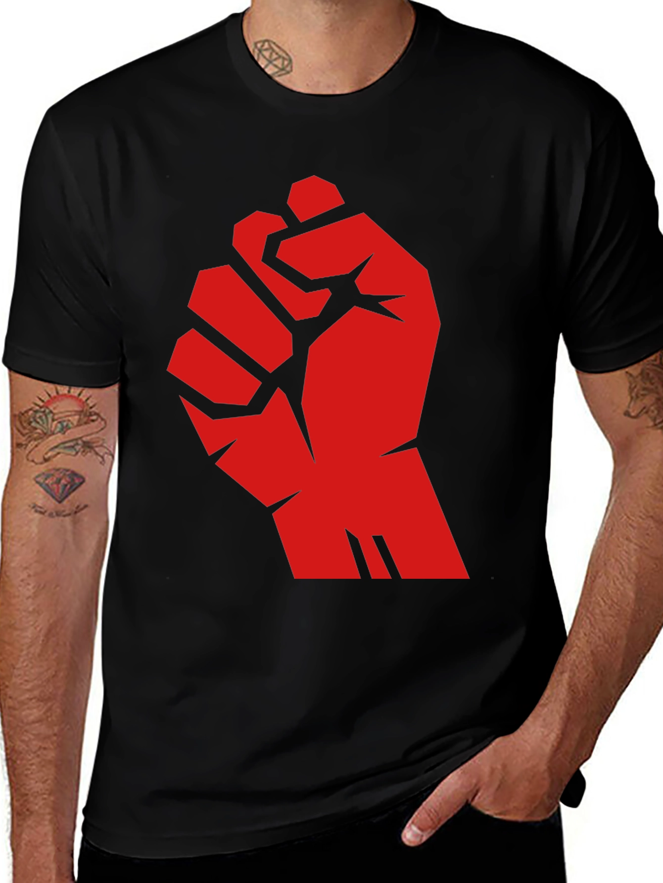Variant 14 of Red Fist Graphic Black T-Shirt