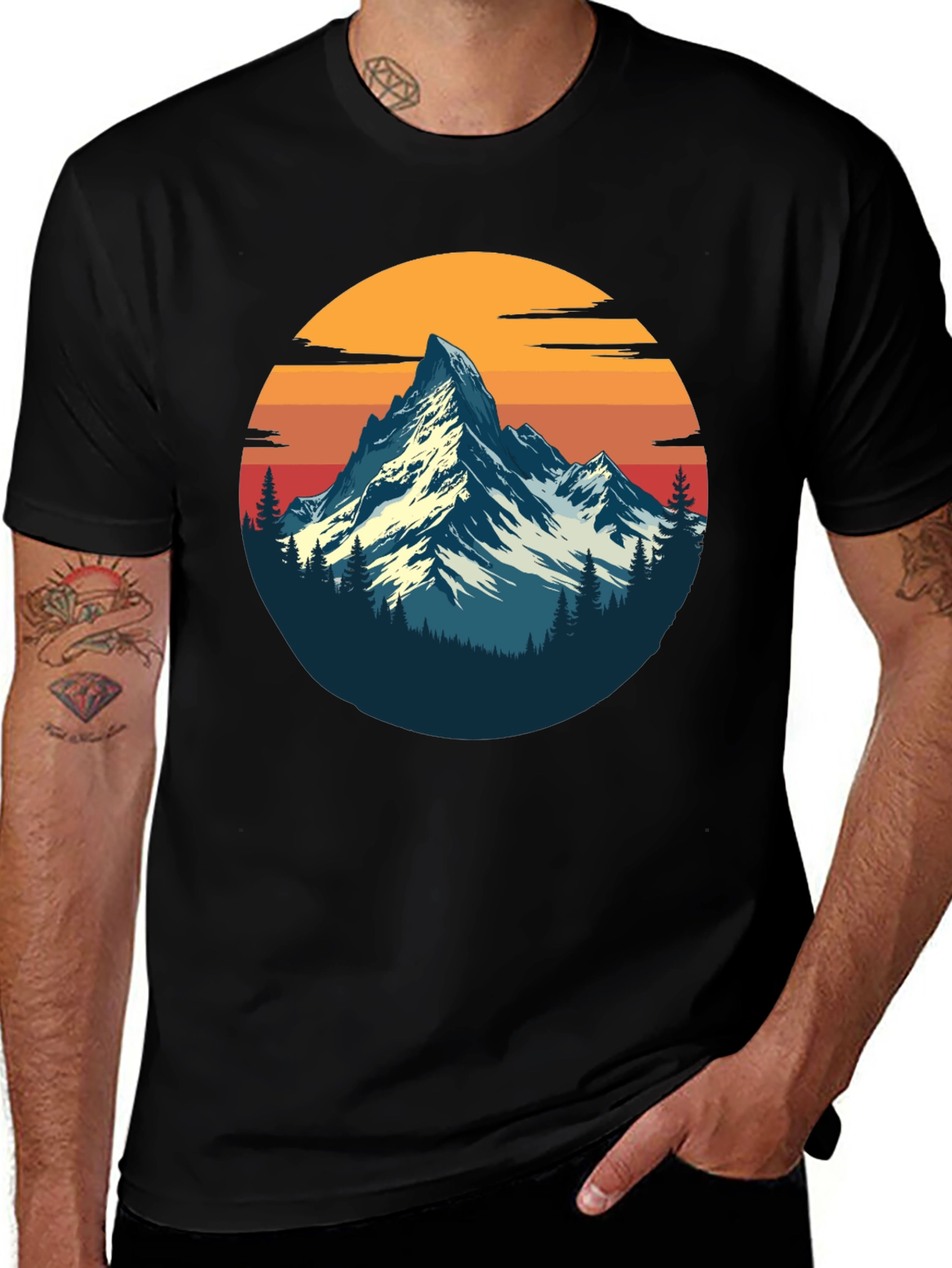 Variant 28 of Mountain Sunset Graphic Tee - Black