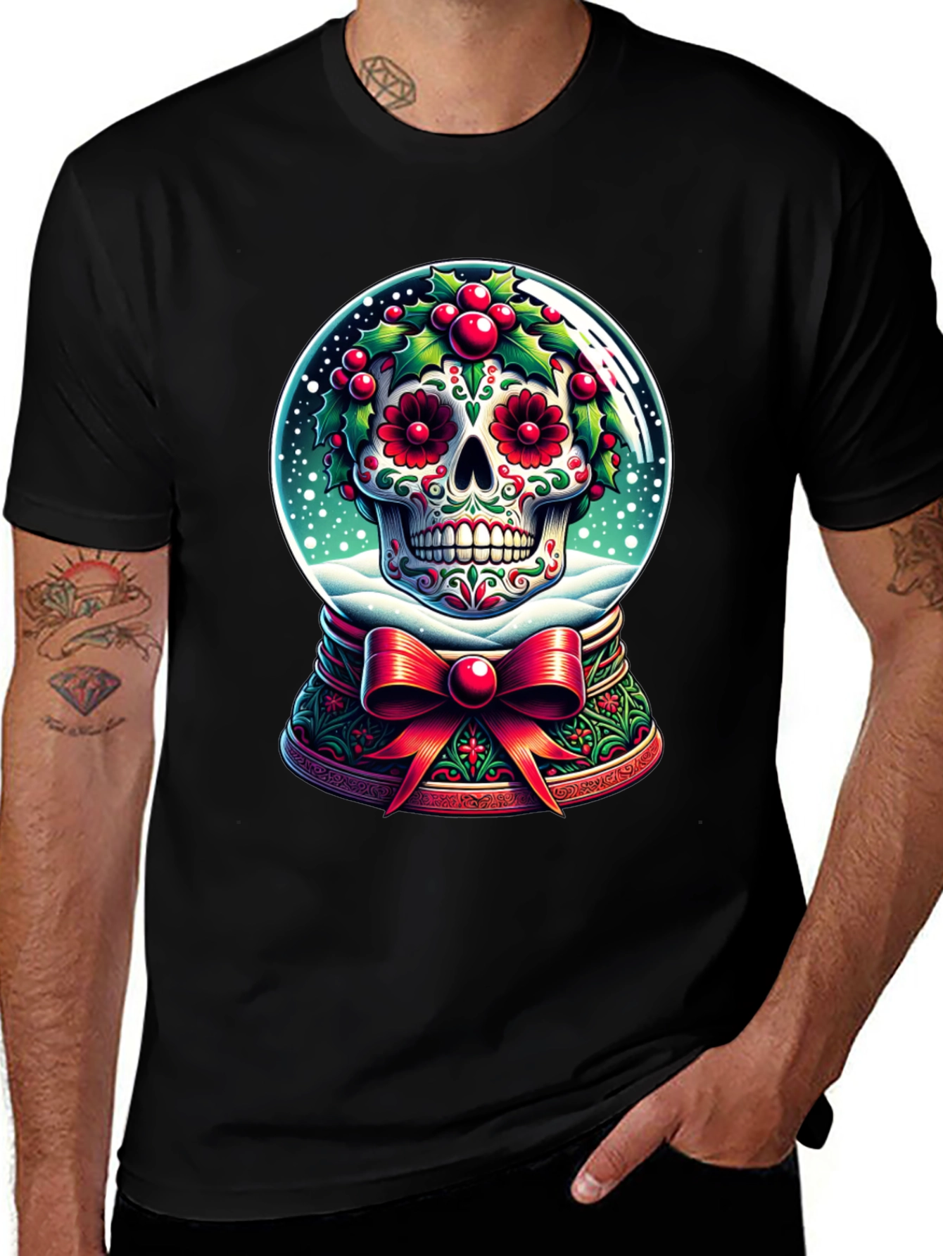 Variant 14 of Sugar Skull Snow Globe Graphic Tee
