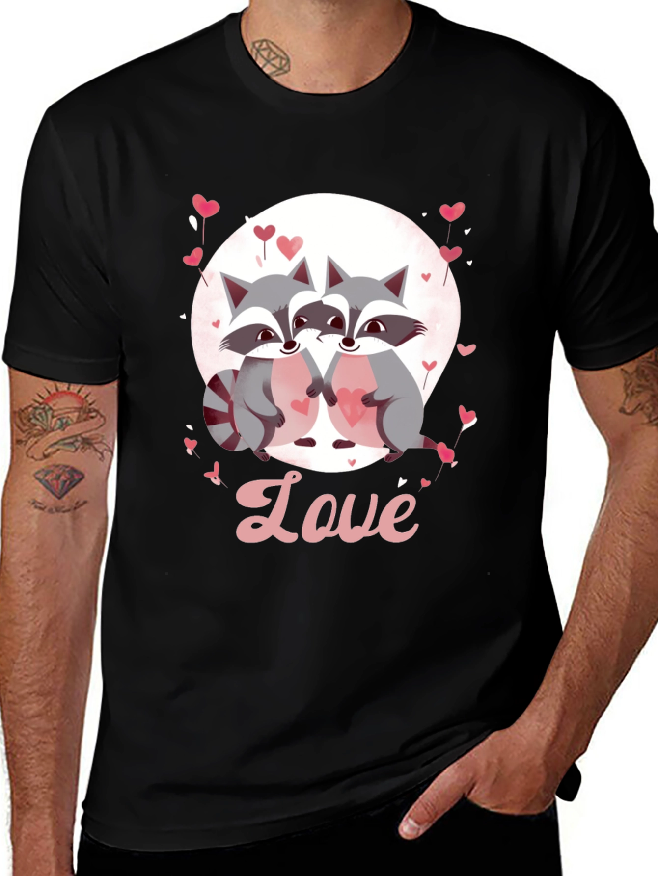 Variant 13 of Raccoon Love Graphic Tee - Cute Valentine's Day Shirt