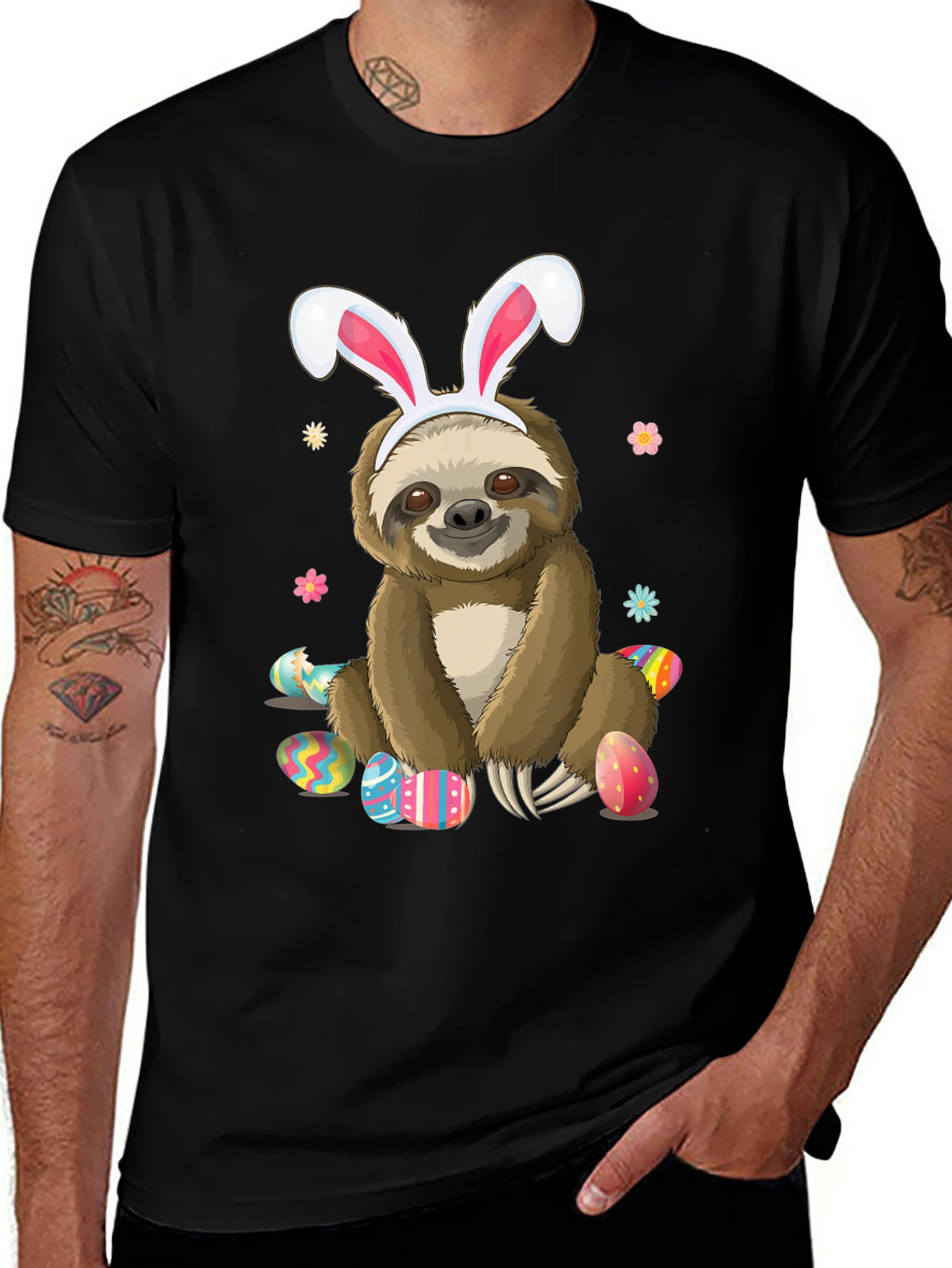 Easter Sloth T-Shirt - Cute Bunny Ears Holiday Tee