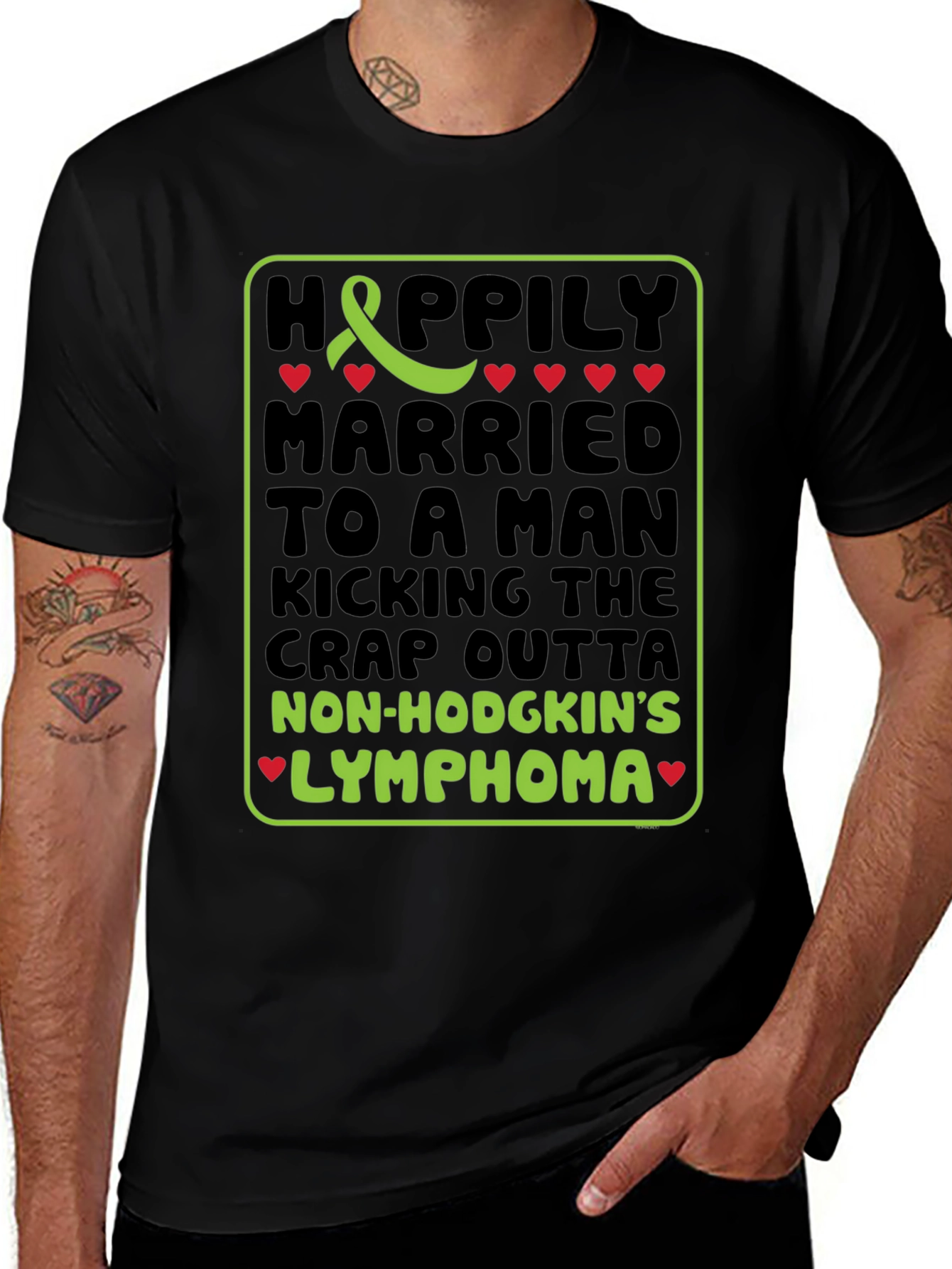 Variant 7 of Happily Married Lymphoma Awareness T-Shirt