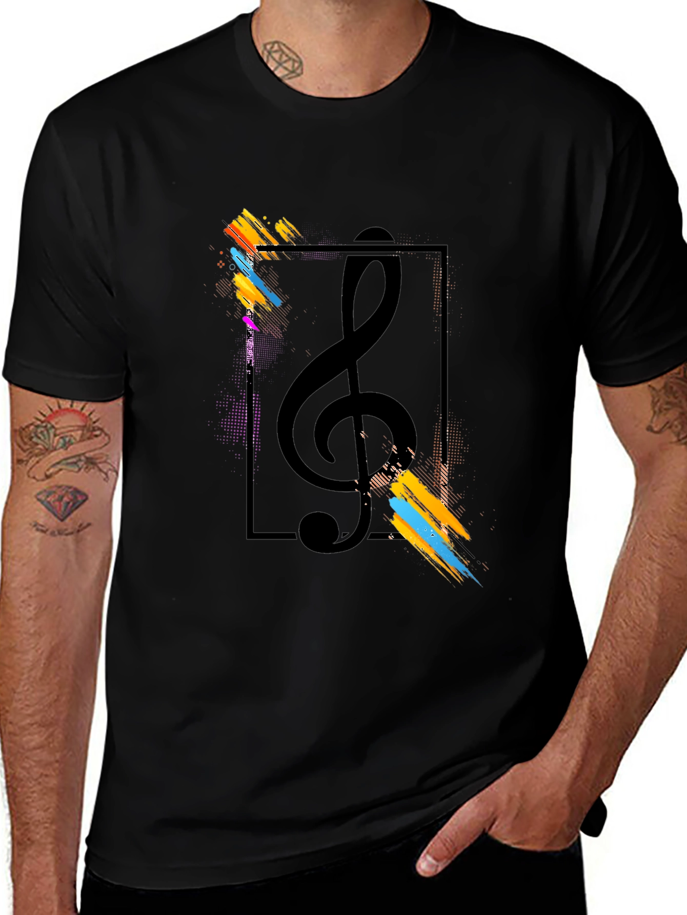 Variant 26 of Treble Clef Artistic Graphic Tee - Music Lover's T-Shirt