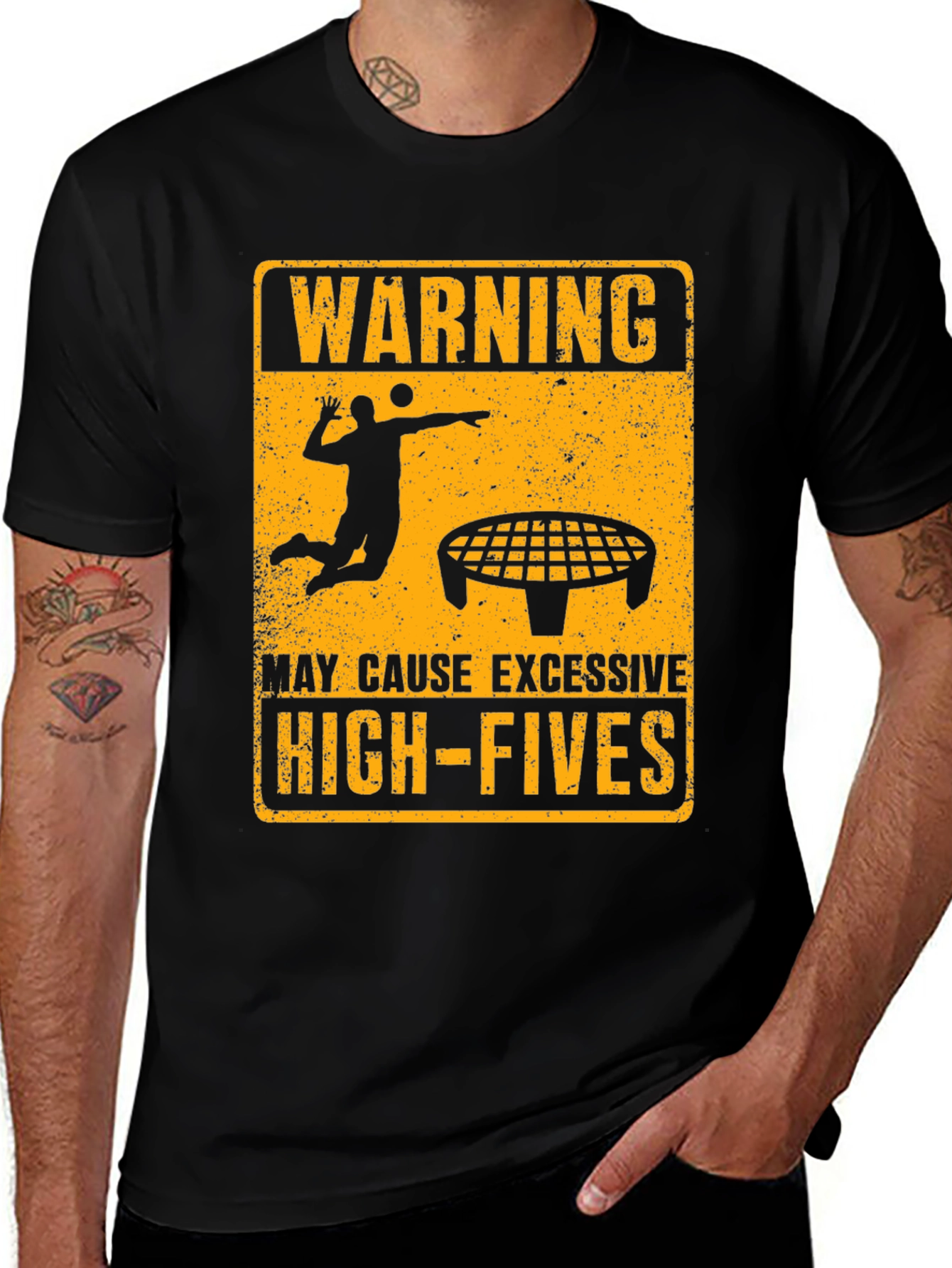 Variant 3 of Volleyball High-Five Warning Graphic Tee