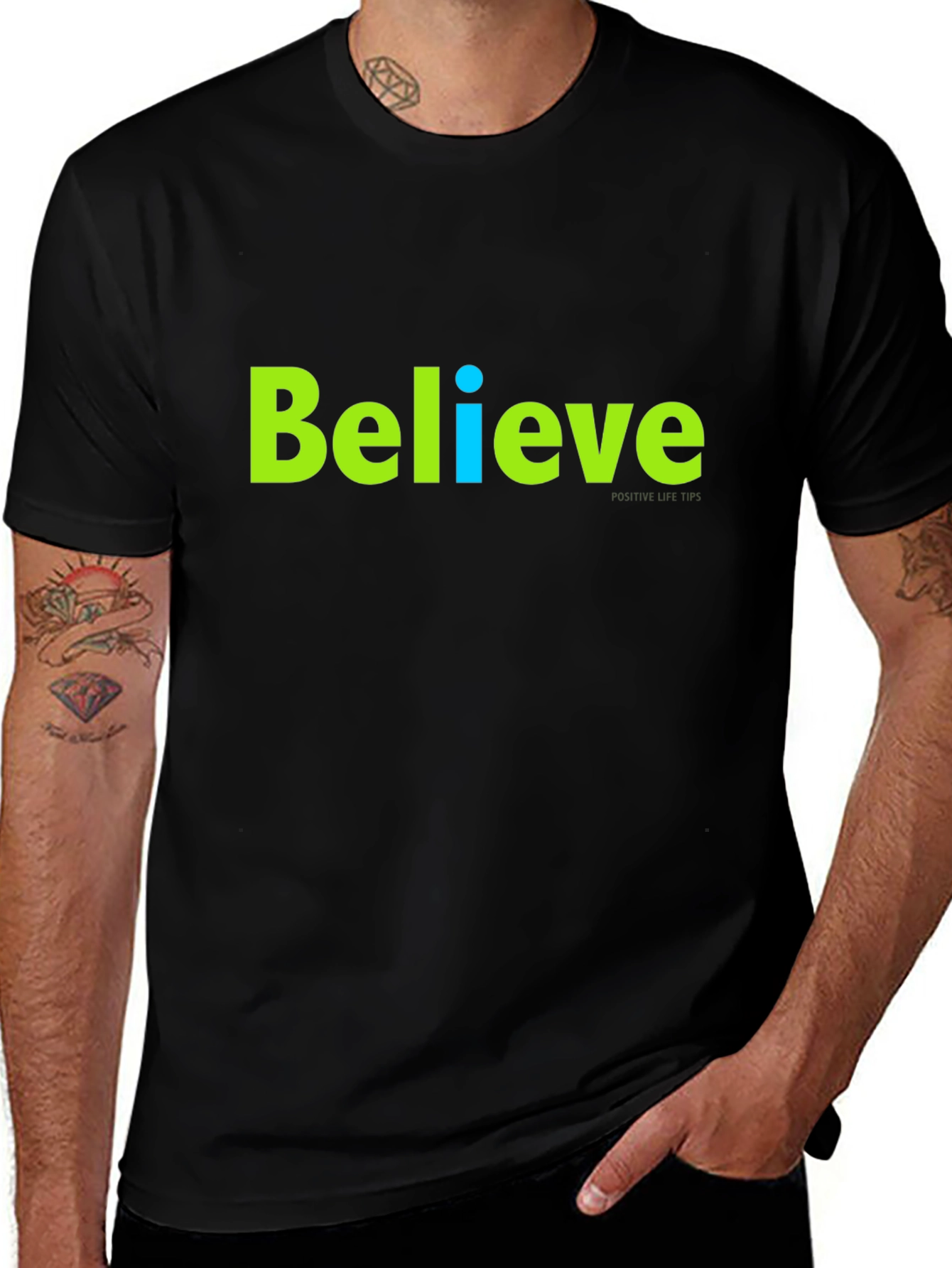 Variant 5 of Believe Graphic Tee - Motivational Black T-Shirt