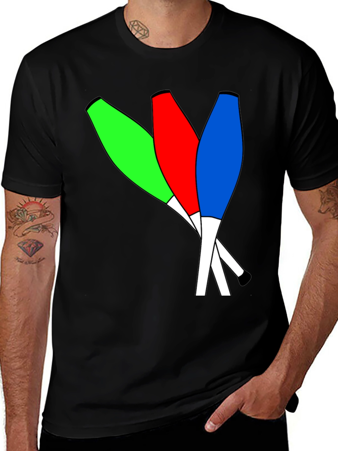 Variant 13 of Juggling Club Graphic Tee - Sleek Black Cotton Blend T-Shirt