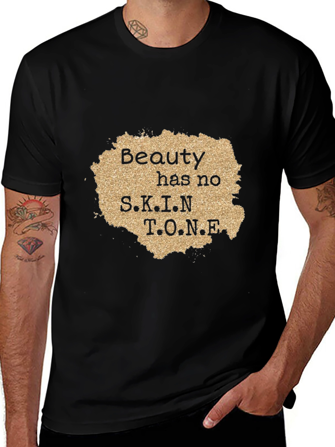 Variant 13 of Beauty Has No Skin Tone Graphic Tee - Black