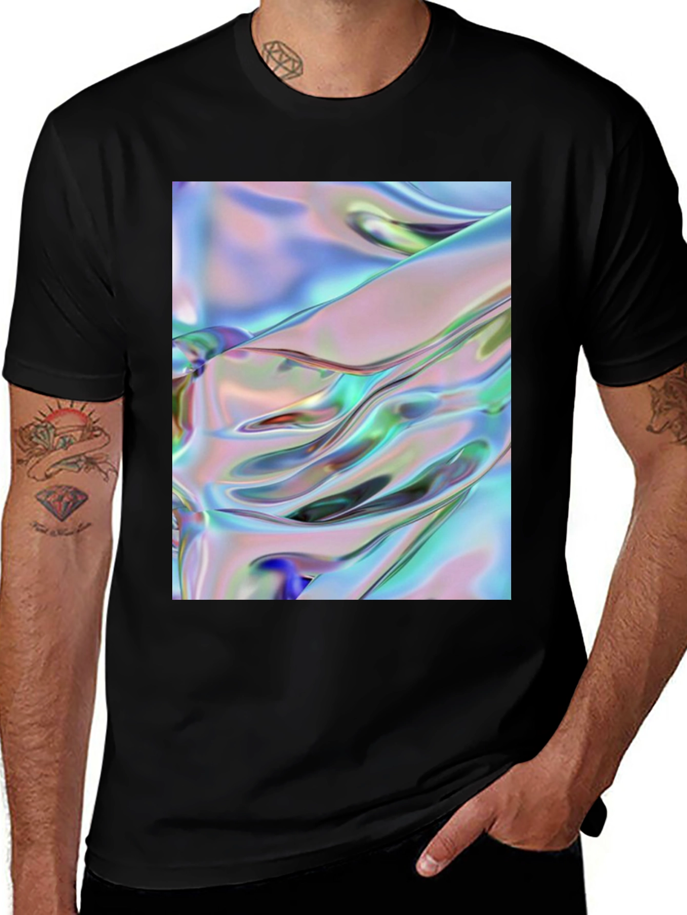 Variant 24 of Iridescent Abstract Graphic Tee - Modern Art T-Shirt
