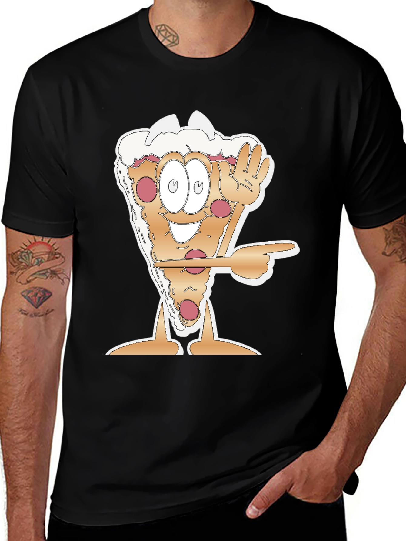 Variant 24 of Cartoon Pizza Slice Graphic Tee - Fun Foodie Shirt