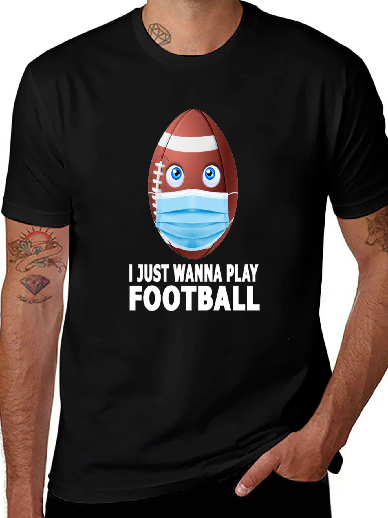 Variant 2 of Funny Football Mask T-Shirt - Play During Covid