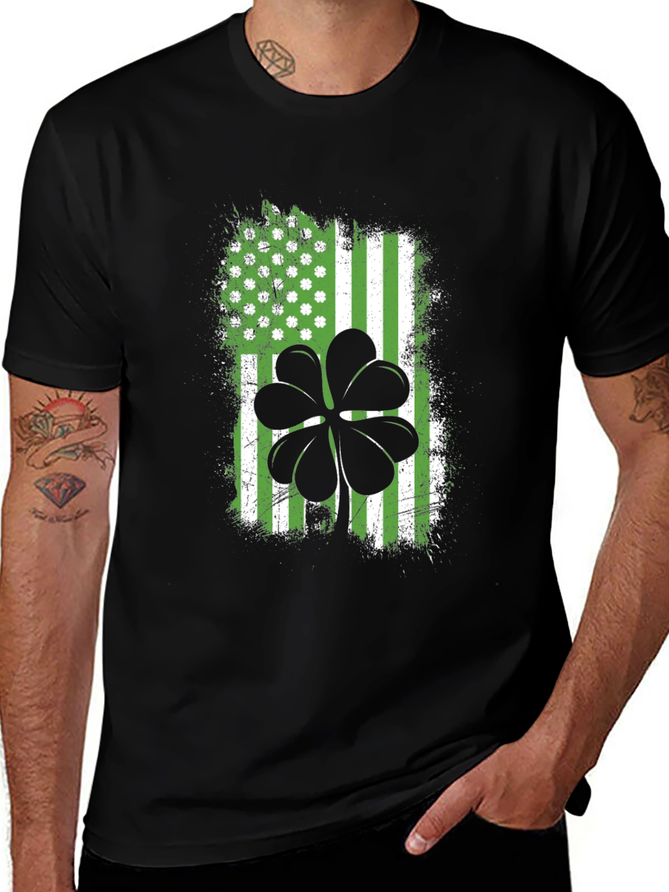 Variant 26 of St. Patrick's Day Shamrock USA Flag T-Shirt