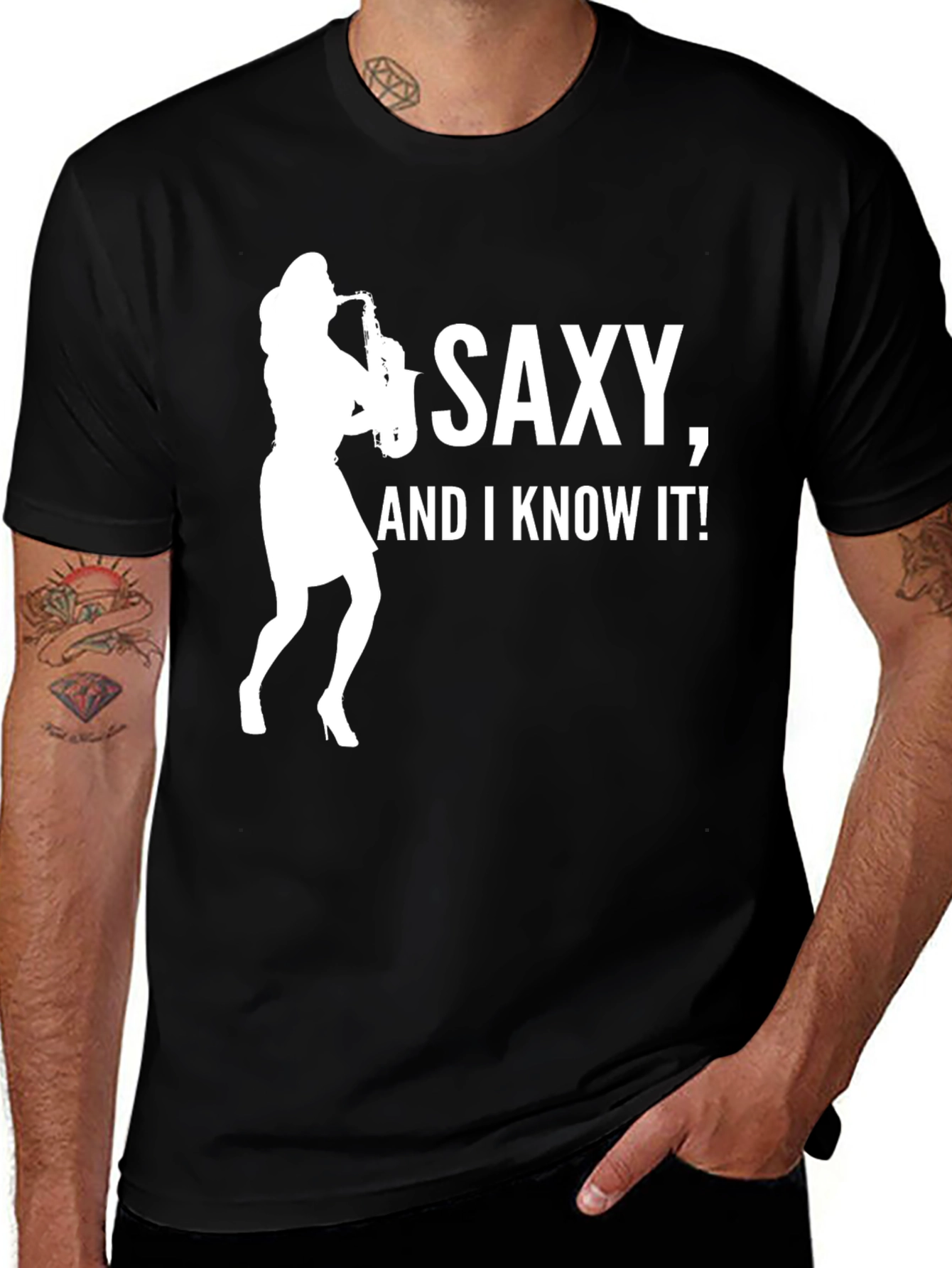 Variant 16 of Saxy and I Know It! Black T-Shirt