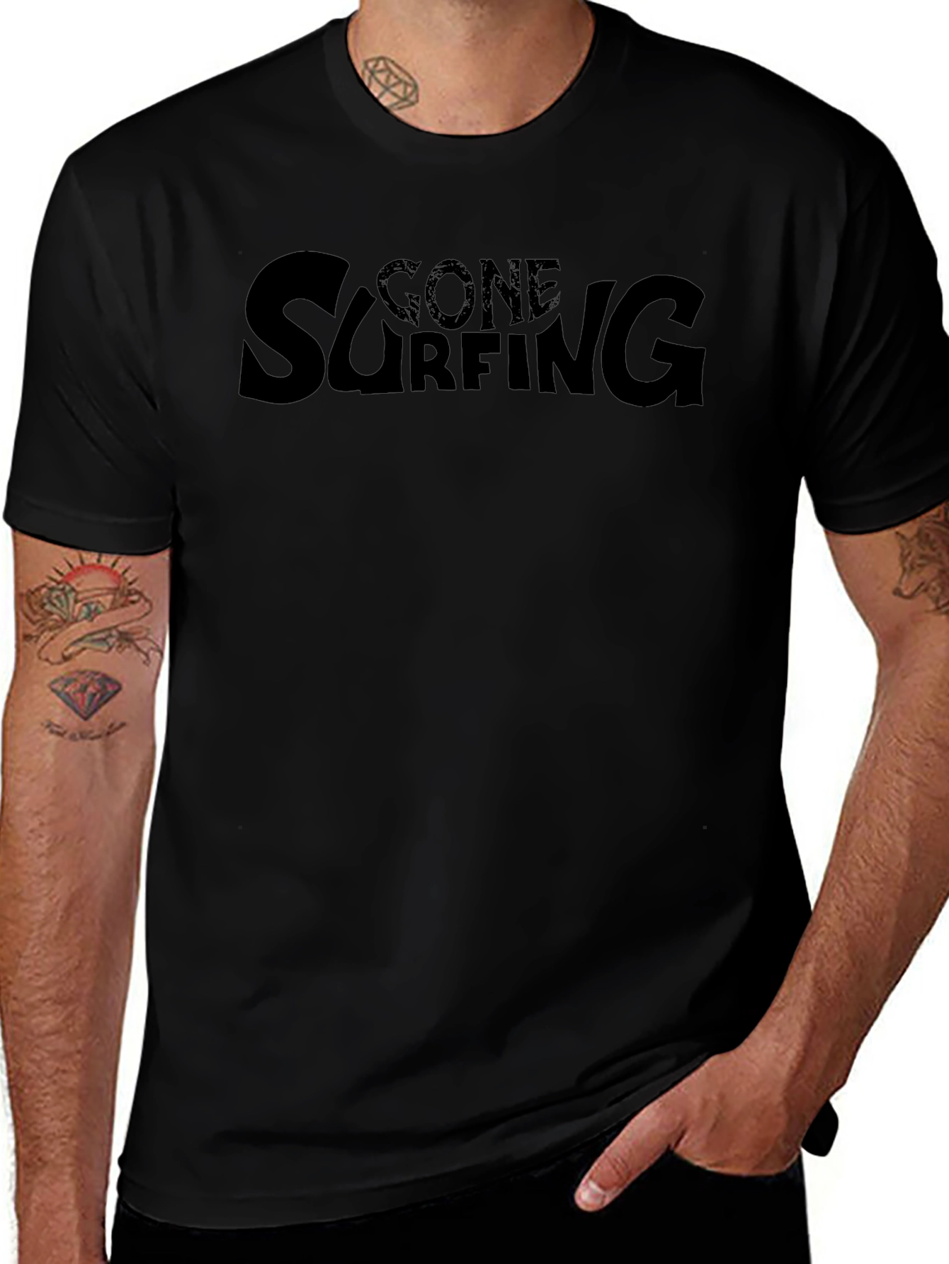 Variant 20 of Gone Surfing Graphic Tee - Black Cotton T-Shirt