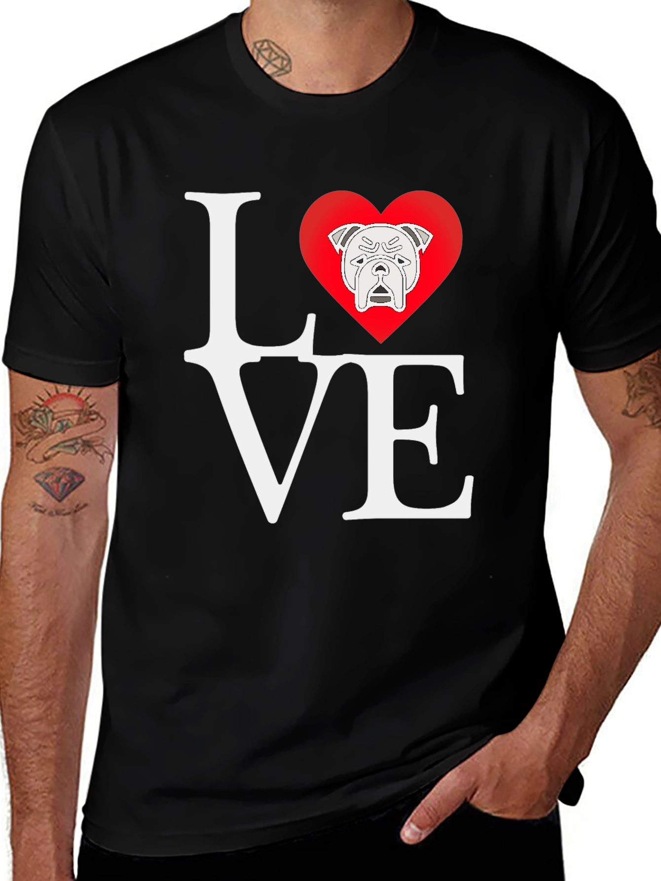 Variant 28 of Love Bulldogs T-Shirt - Black Cotton Blend