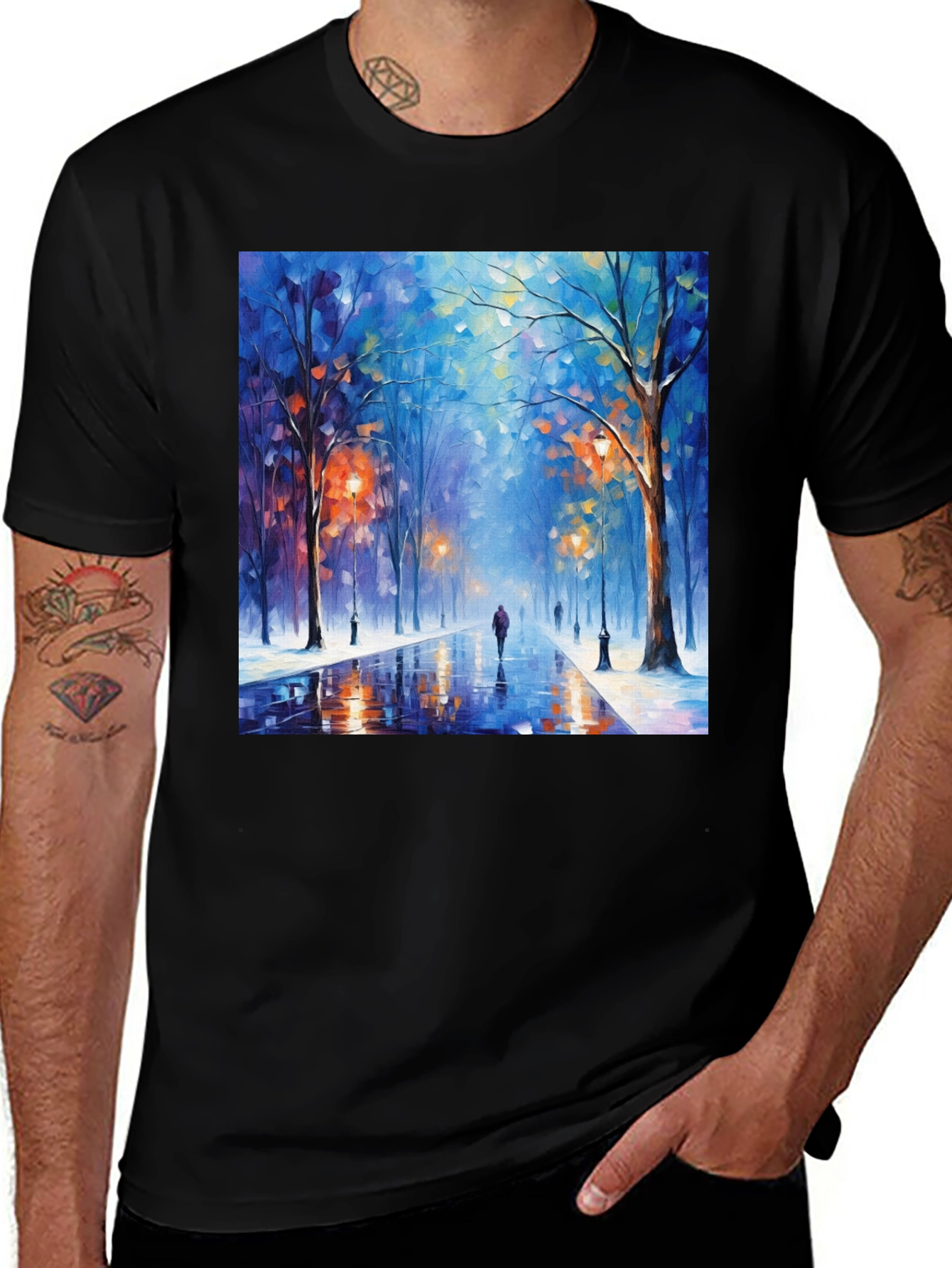 Variant 21 of Artistic Winter Street Scene T-Shirt