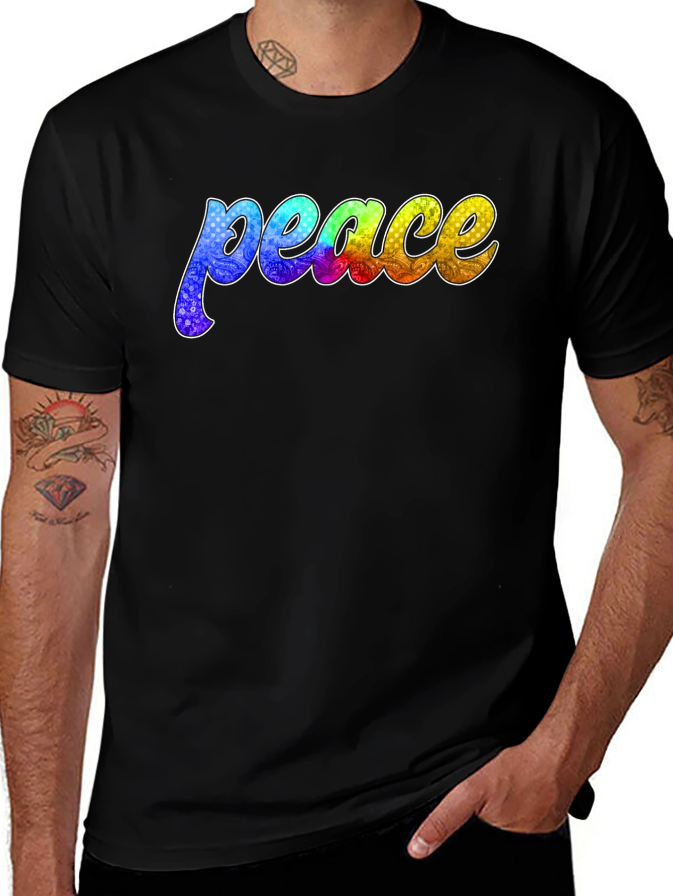 Variant 22 of Peace T-Shirt - Vibrant Rainbow Design