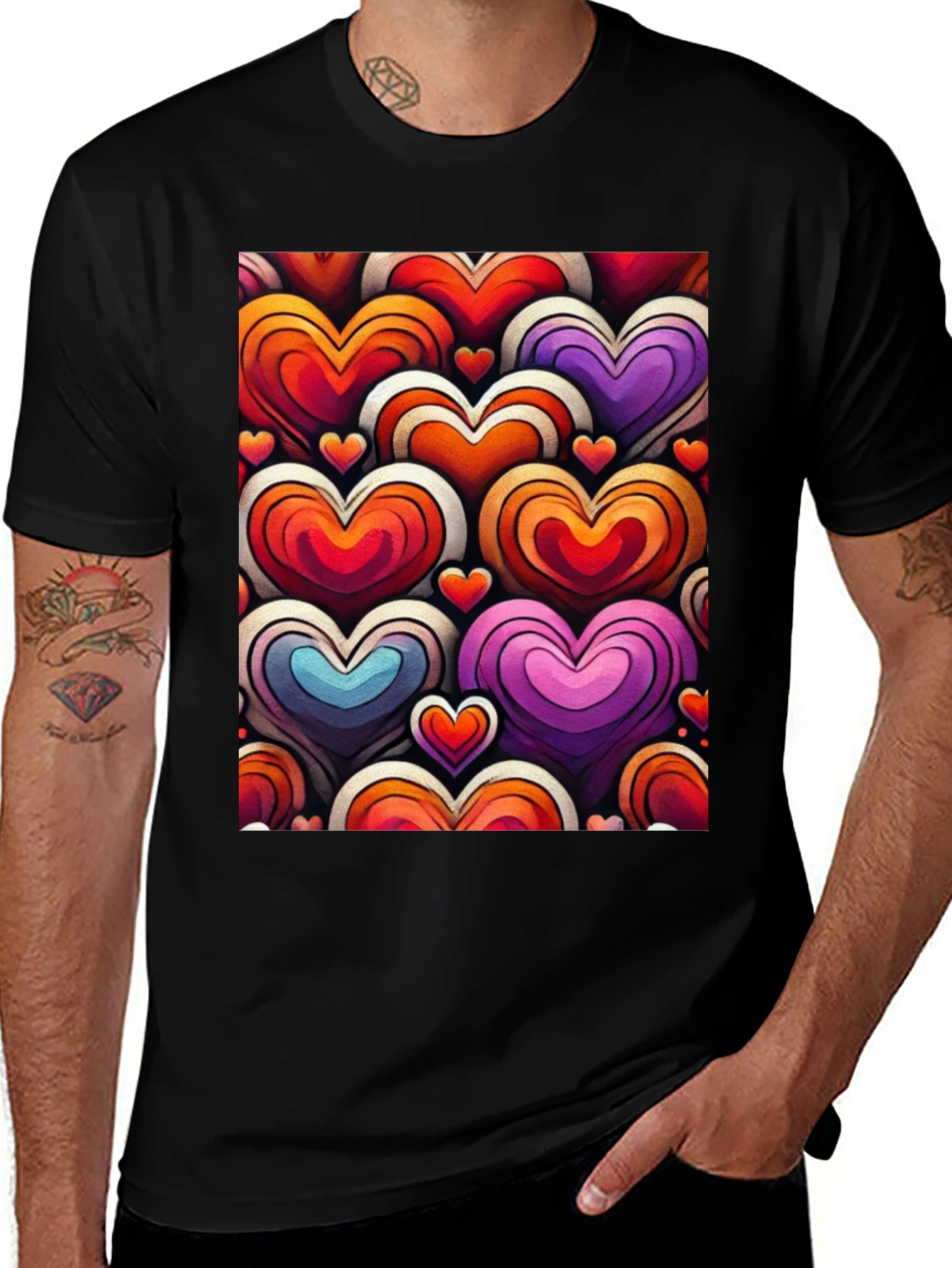 Variant 5 of Heart Pattern Graphic Tee - Stylish and Unique