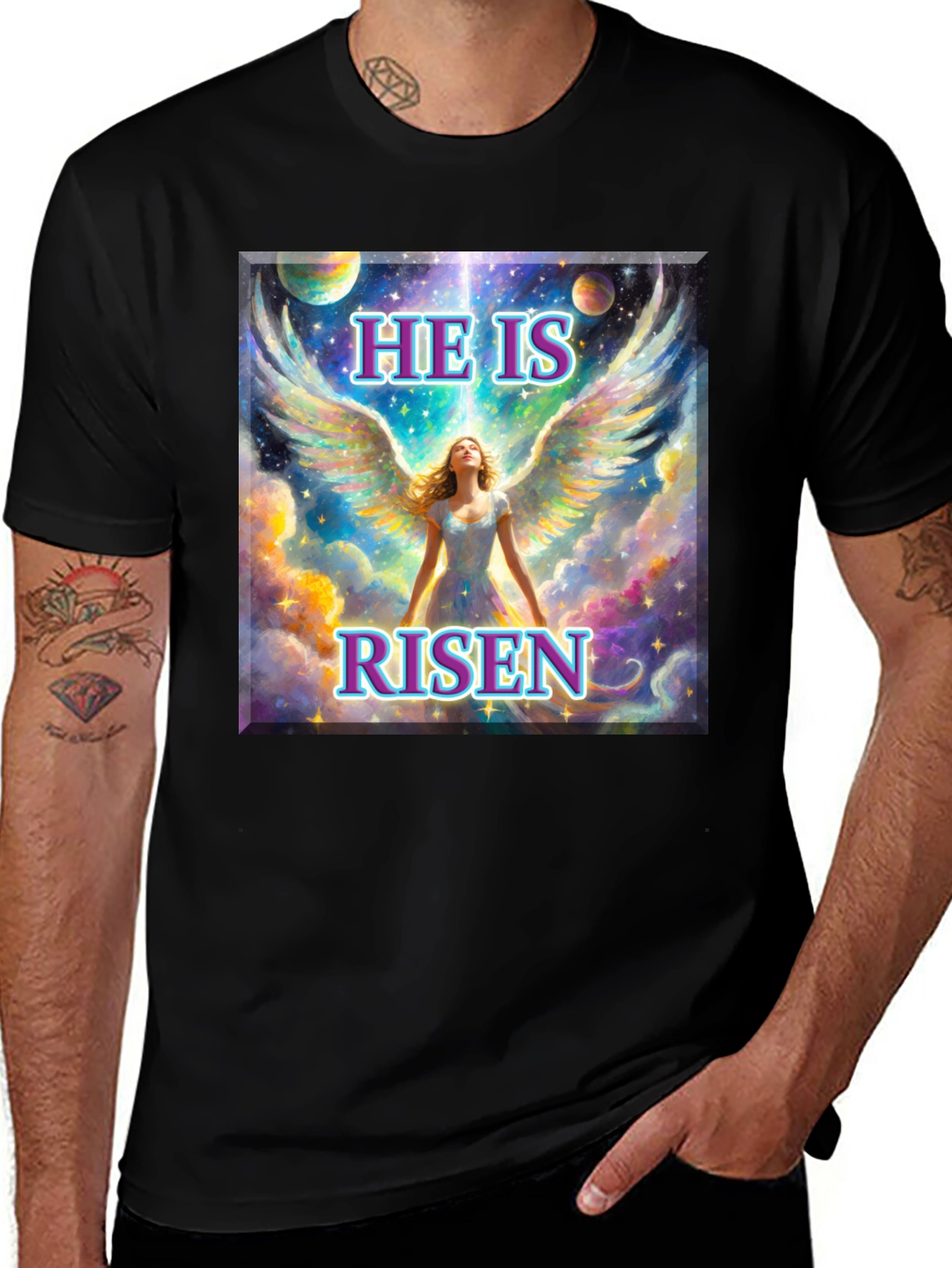 He is Risen Angel Wings T-Shirt