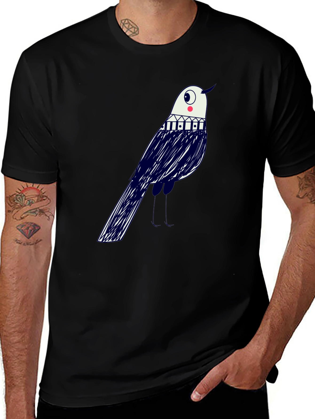 Variant 14 of Unique Bird Graphic Tee - Men's Black T-Shirt