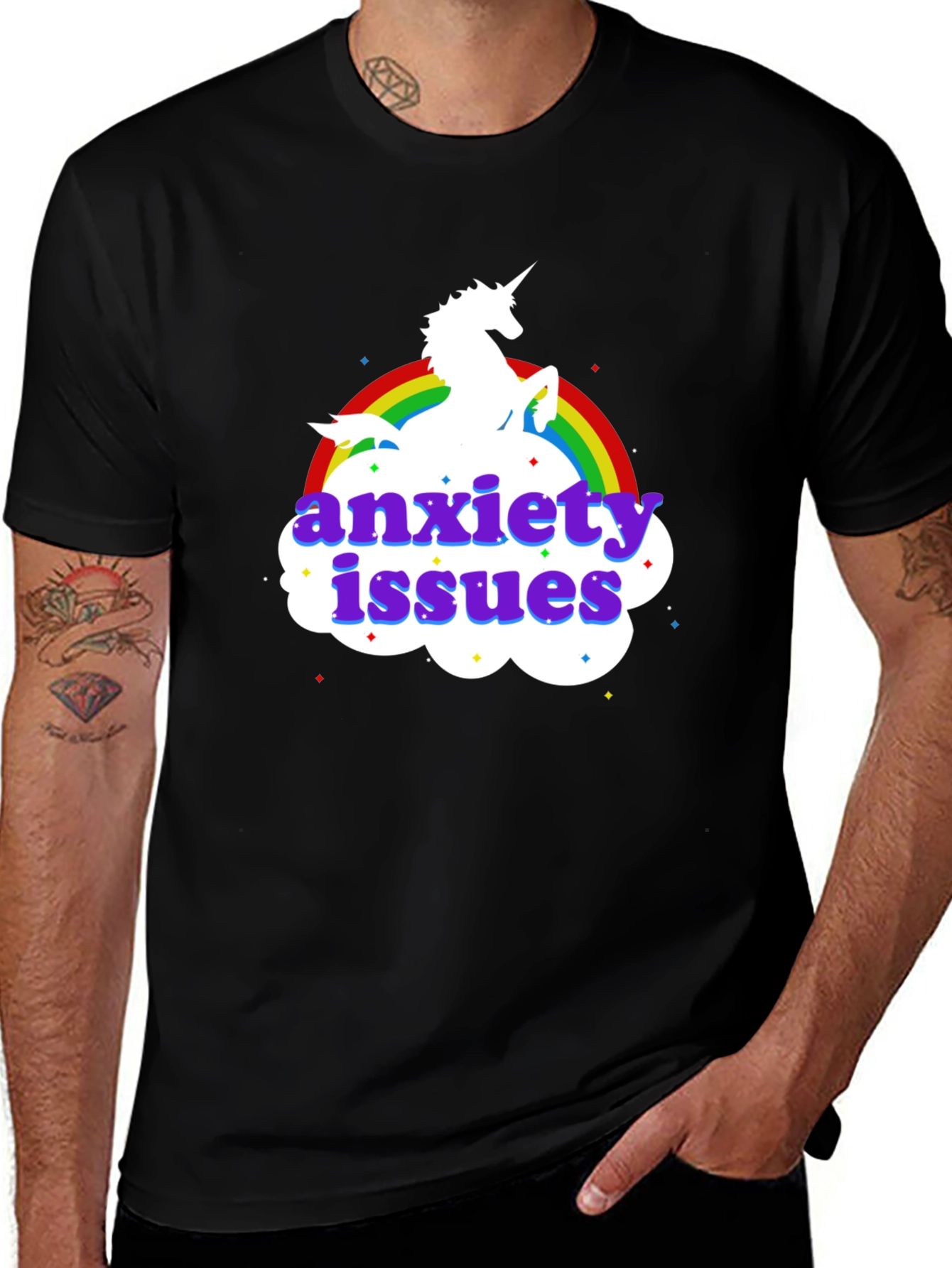 Black Anxiety Issues Unicorn T-Shirt main image