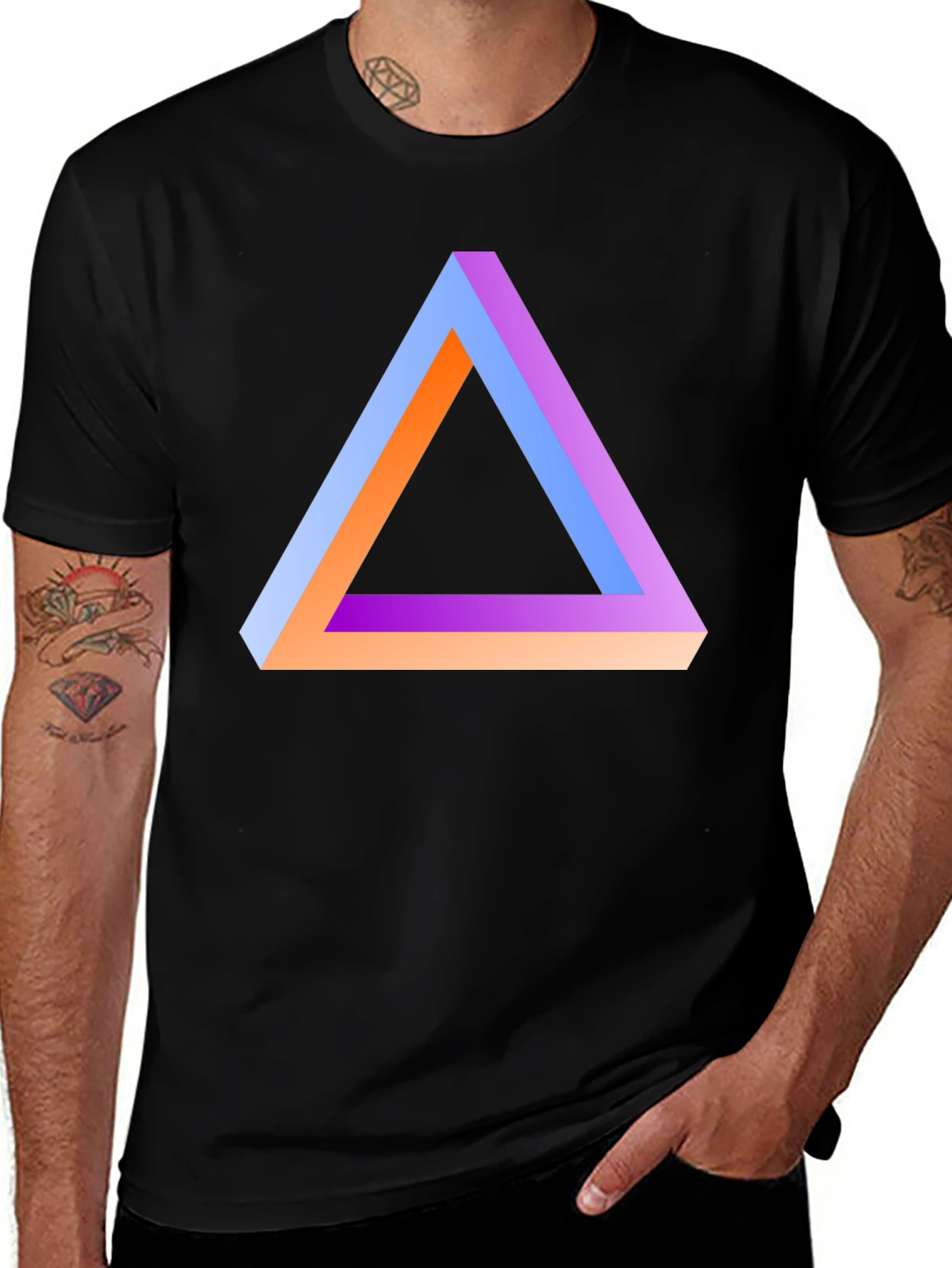 Variant 10 of Impossible Triangle Graphic Tee - Modern Optical Illusion Shirt