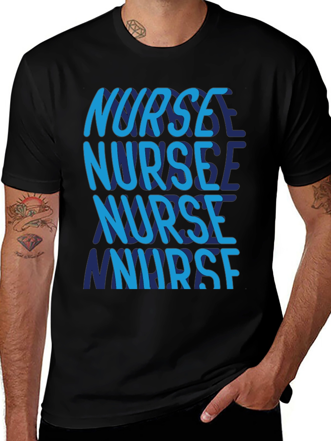 Variant 16 of Nurse T-Shirt - Repeating Text Design