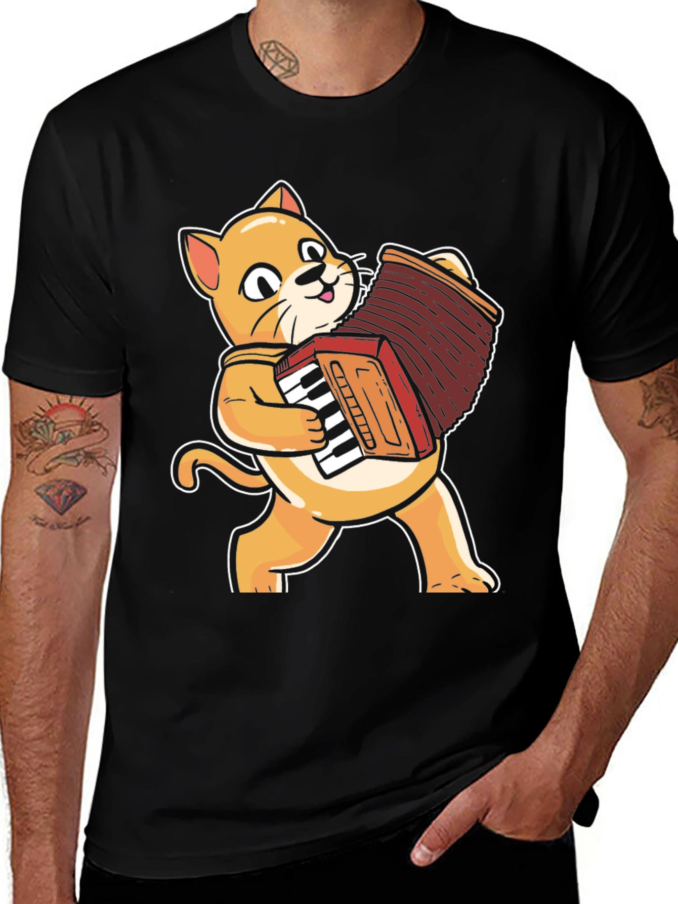 Variant 18 of Cat Accordion T-Shirt: Musical Feline Tee