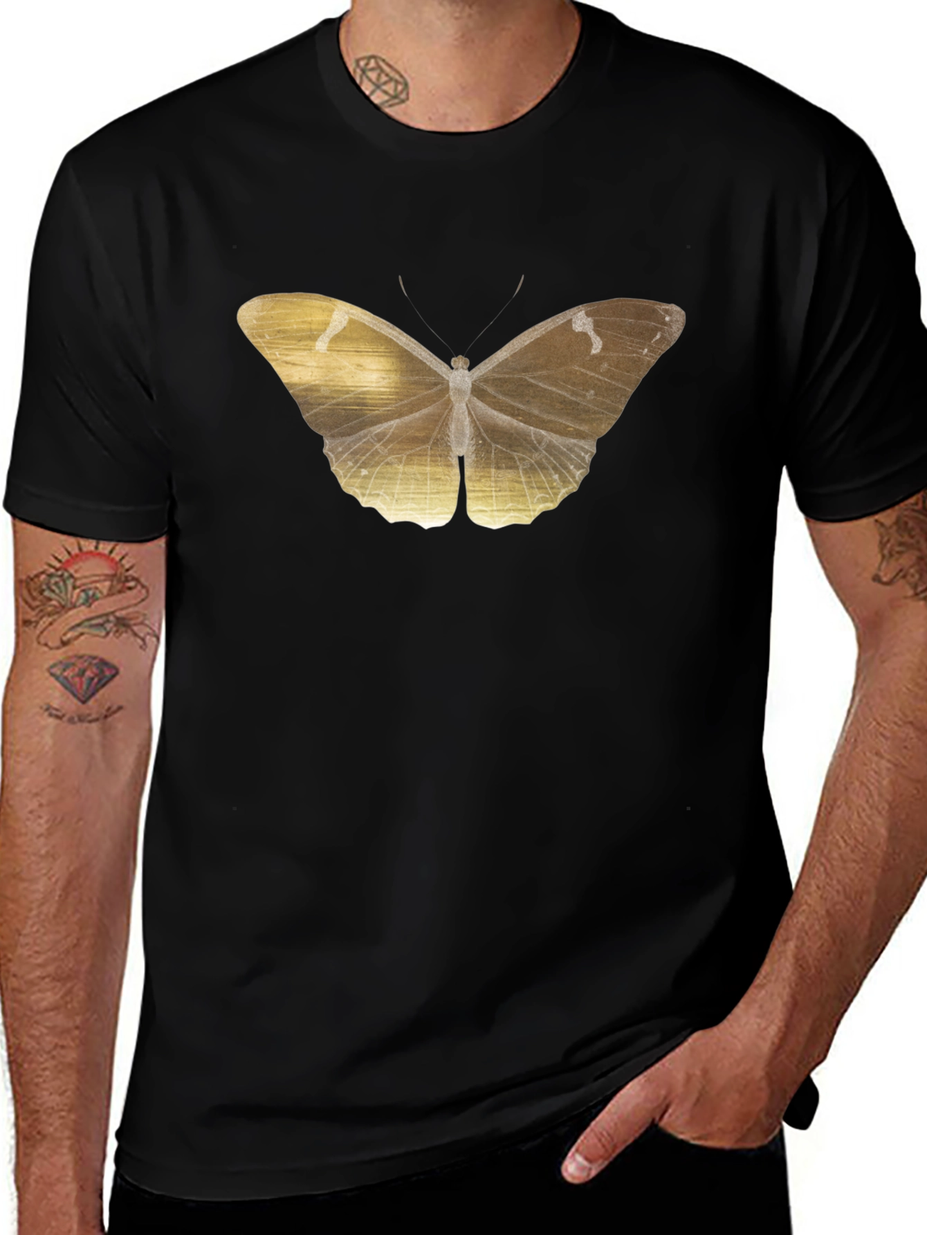 Variant 24 of Butterfly Graphic Tee - Black Cotton Blend