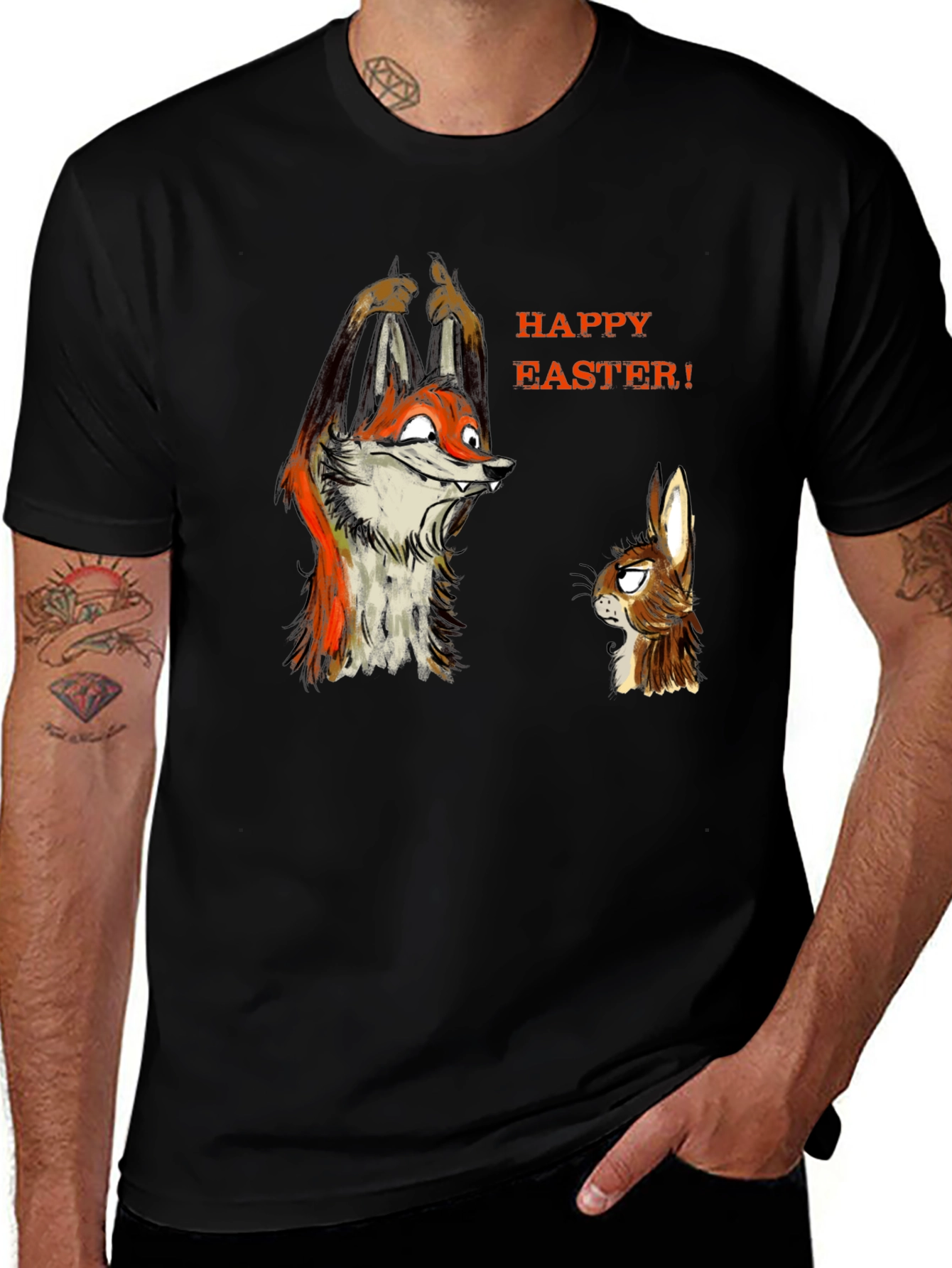 Funny Easter Fox & Rabbit Graphic Tee