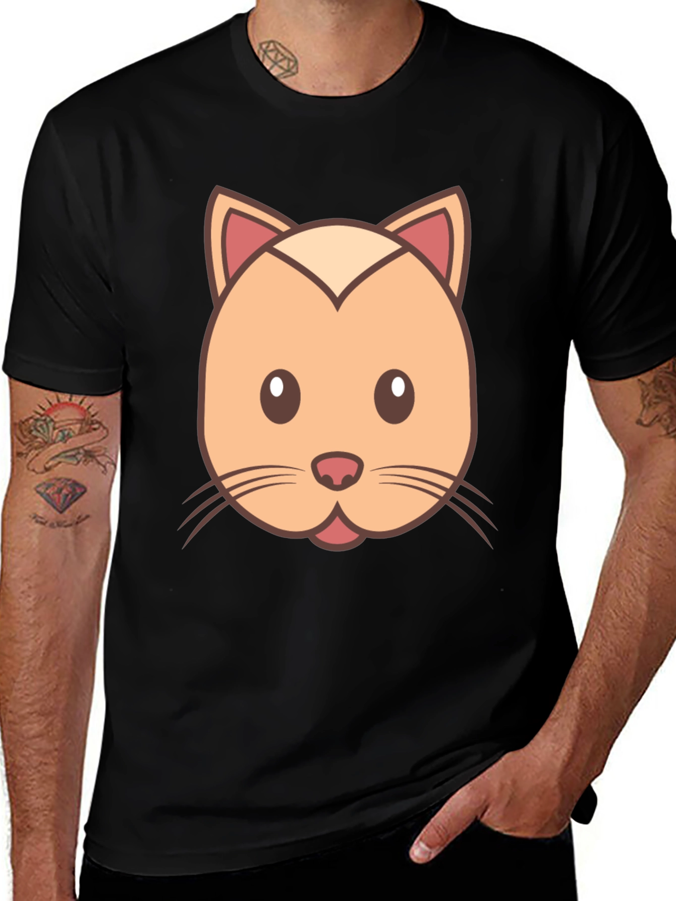Variant 15 of Cute Cat Face Graphic T-Shirt - Soft Cotton Tee