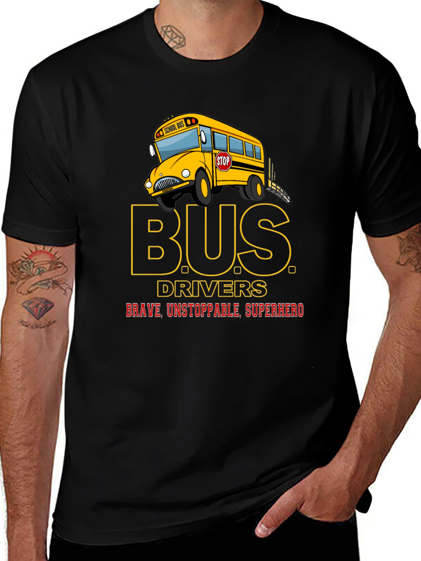 Variant 24 of School Bus Driver Superhero Graphic T-Shirt