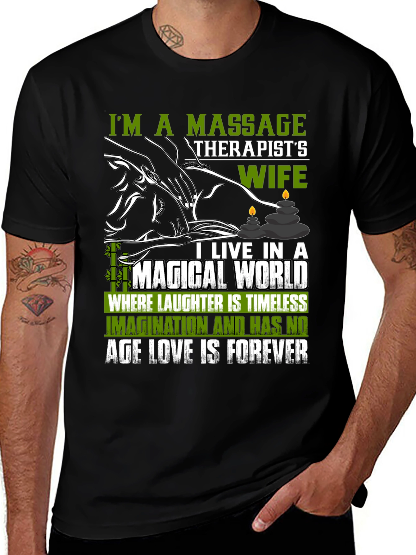 Variant 9 of Massage Therapist's Wife Novelty Graphic T-Shirt
