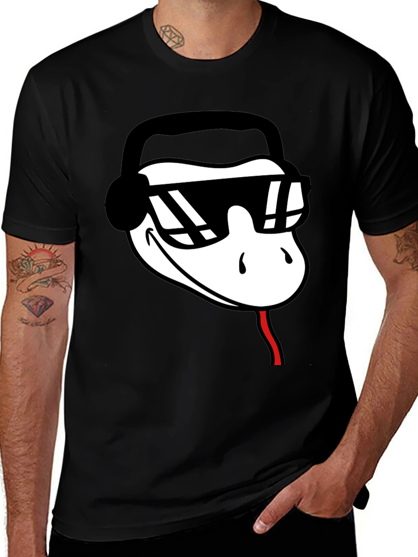 Variant 14 of Cool Snake DJ Black T-Shirt
